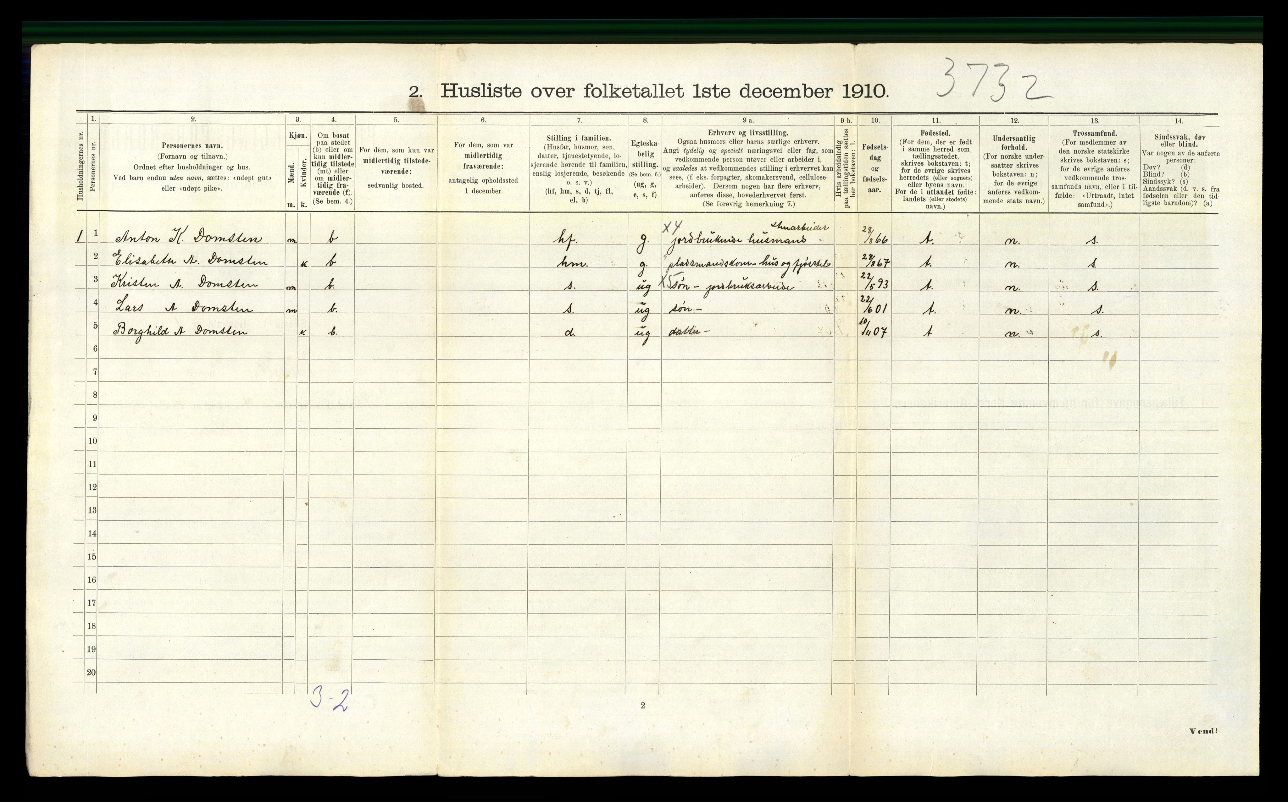 RA, 1910 census for Davik, 1910, p. 165