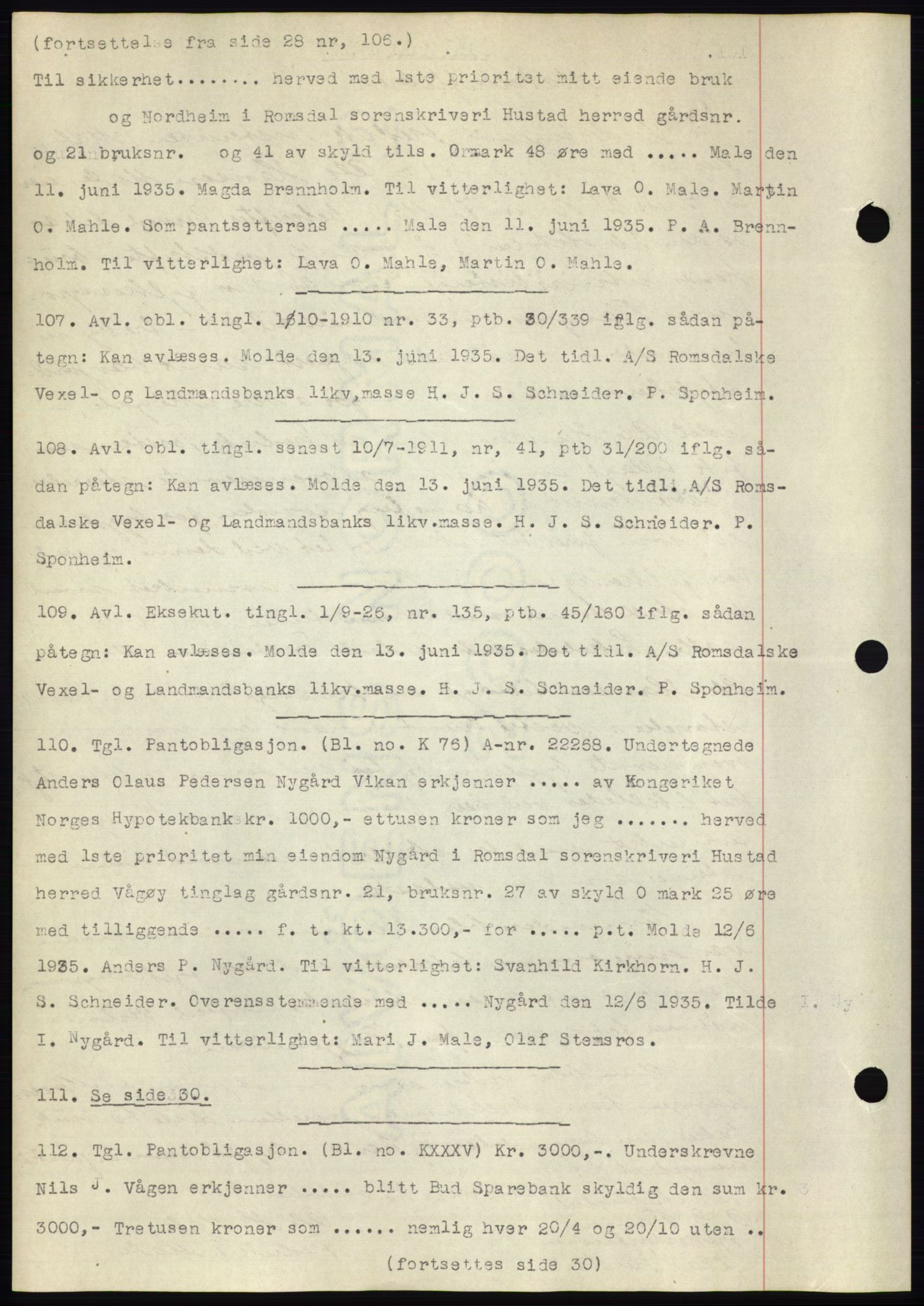Romsdal sorenskriveri, AV/SAT-A-4149/1/2/2C/L0067: Mortgage book no. 61, 1935-1935, Deed date: 15.06.1935
