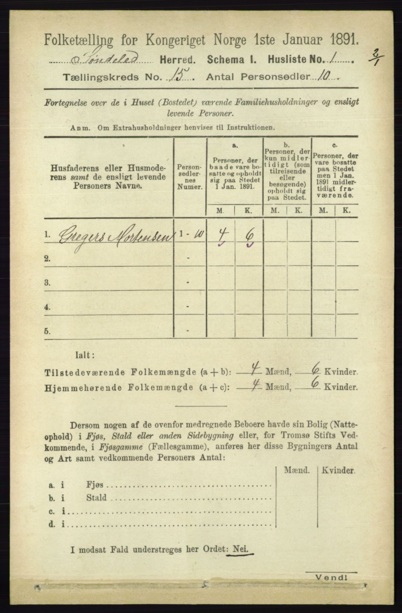 RA, 1891 census for 0913 Søndeled, 1891, p. 4304