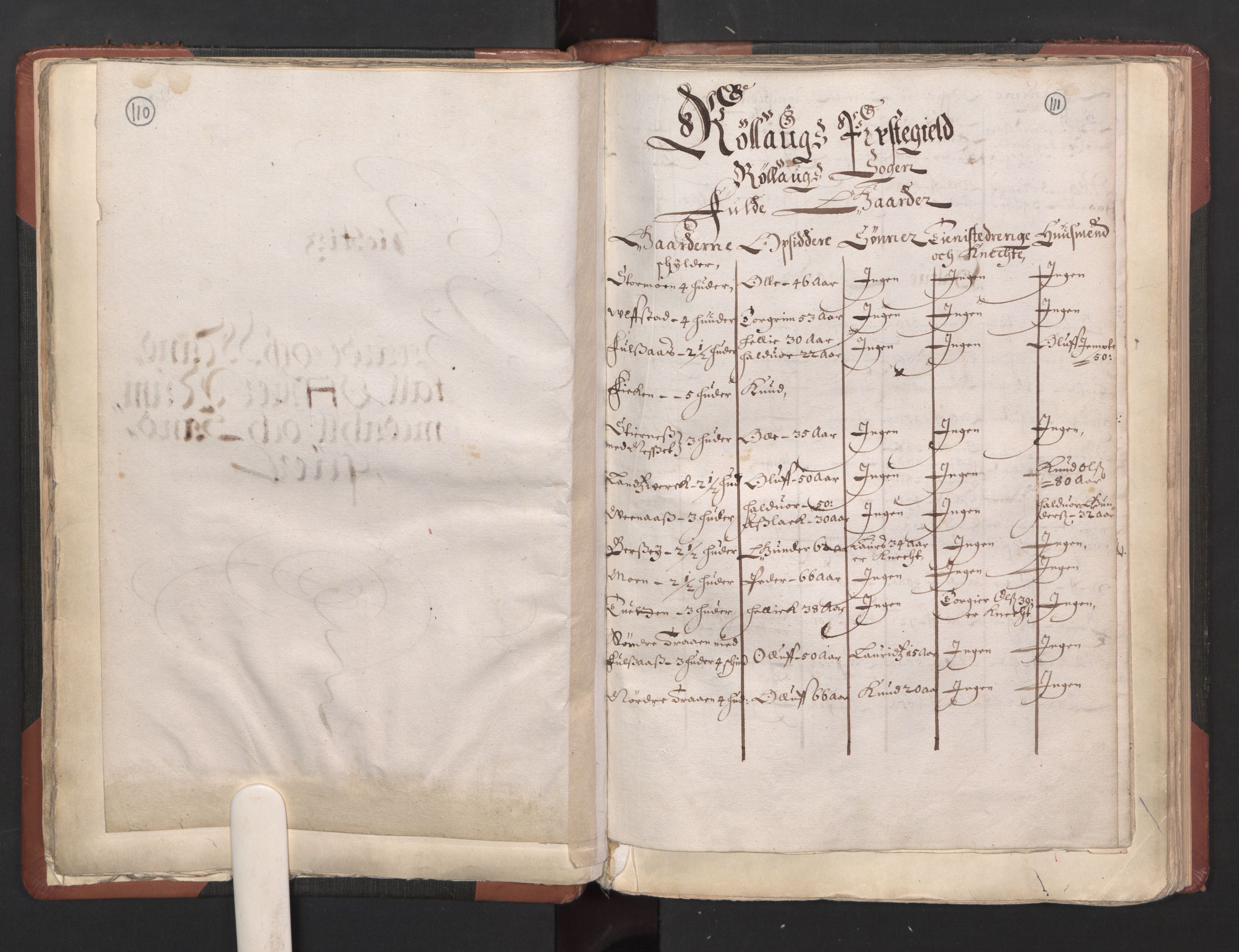RA, Bailiff's Census 1664-1666, no. 5: Modern Buskerud county and modern Vestfold county, 1664, p. 110-111