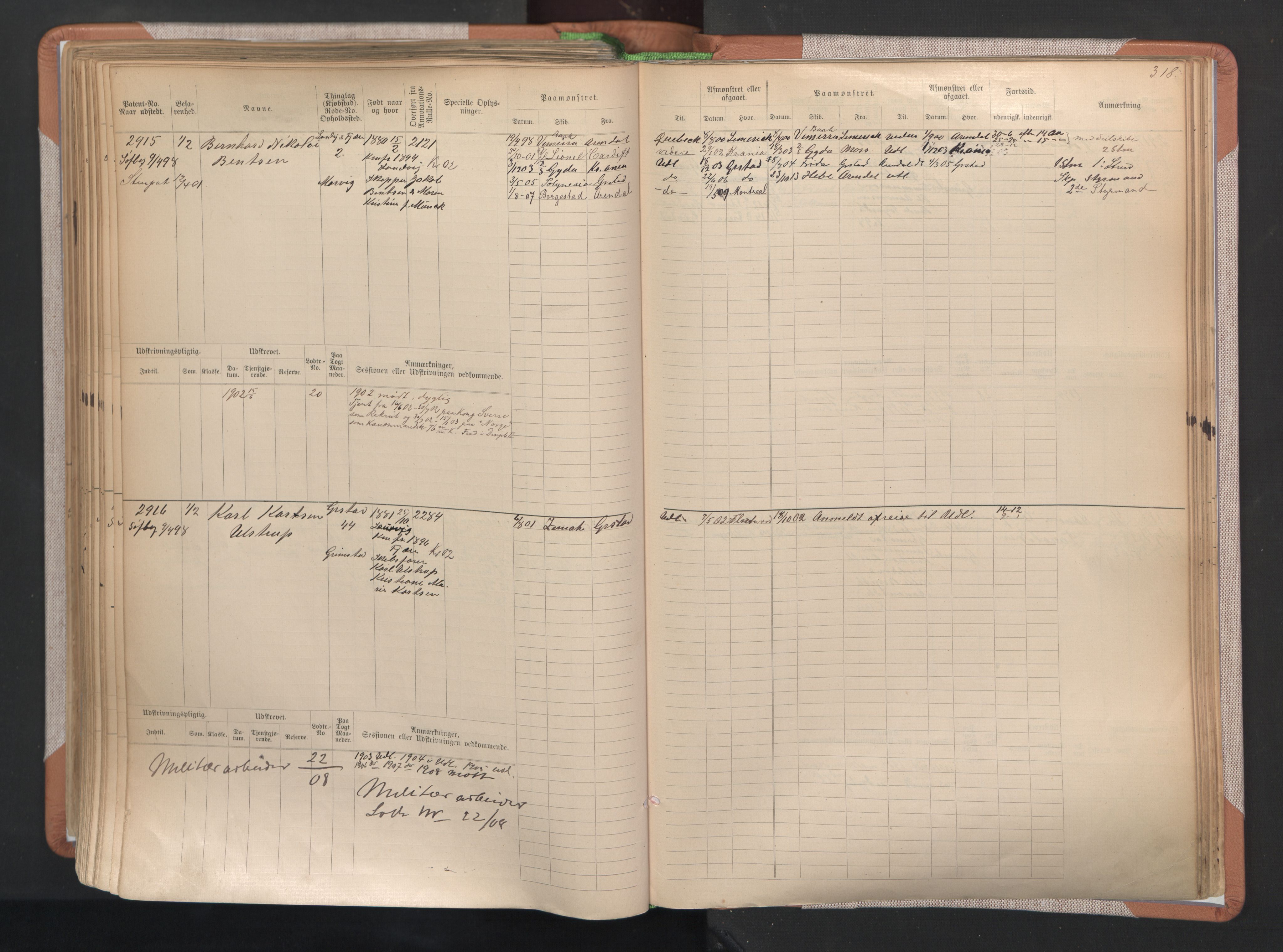 Grimstad mønstringskrets, AV/SAK-2031-0013/F/Fb/L0004: Hovedrulle A nr 2277-3042, F-7, 1889-1940, p. 326