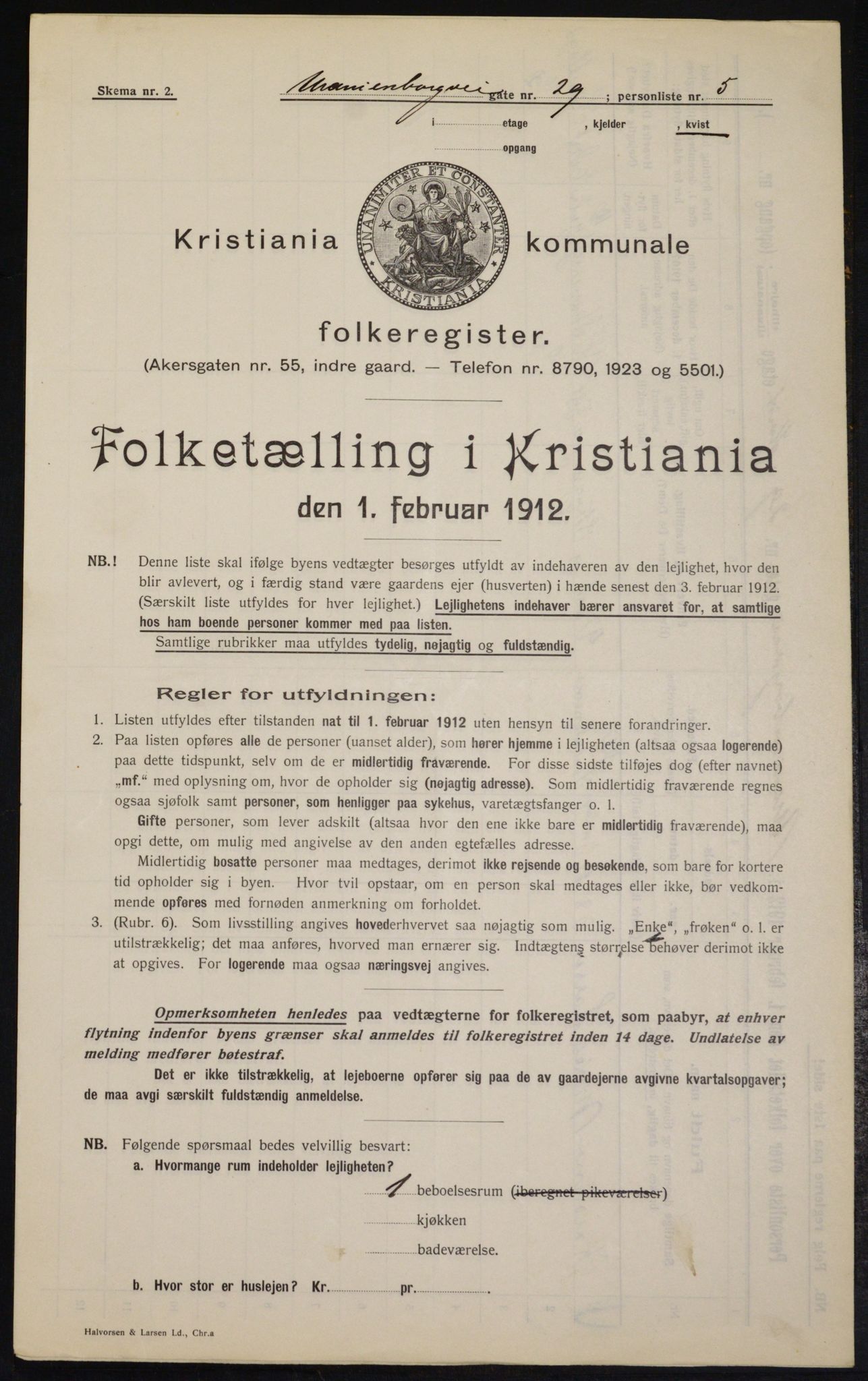 OBA, Municipal Census 1912 for Kristiania, 1912, p. 120537