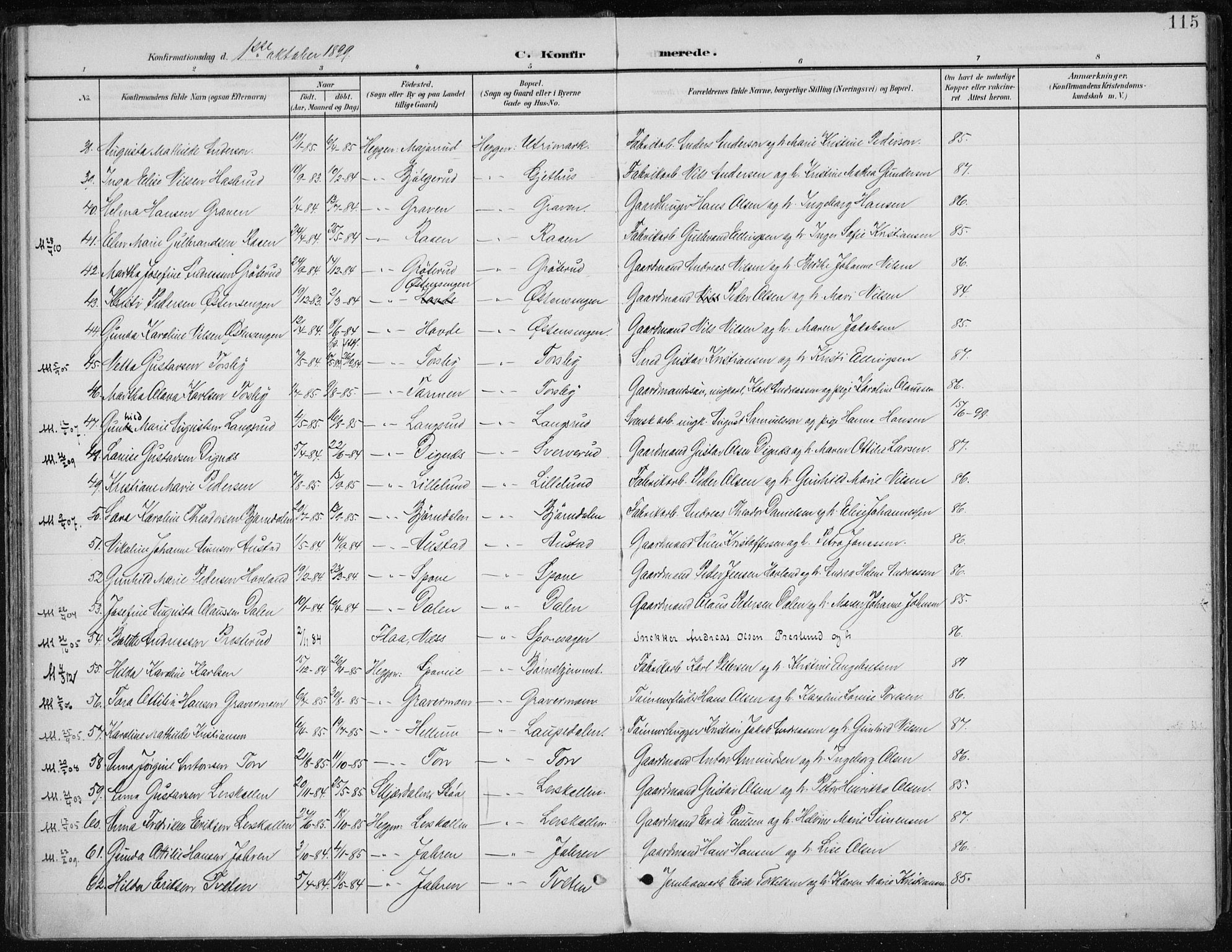 Modum kirkebøker, AV/SAKO-A-234/F/Fa/L0013: Parish register (official) no. 13, 1899-1907, p. 115