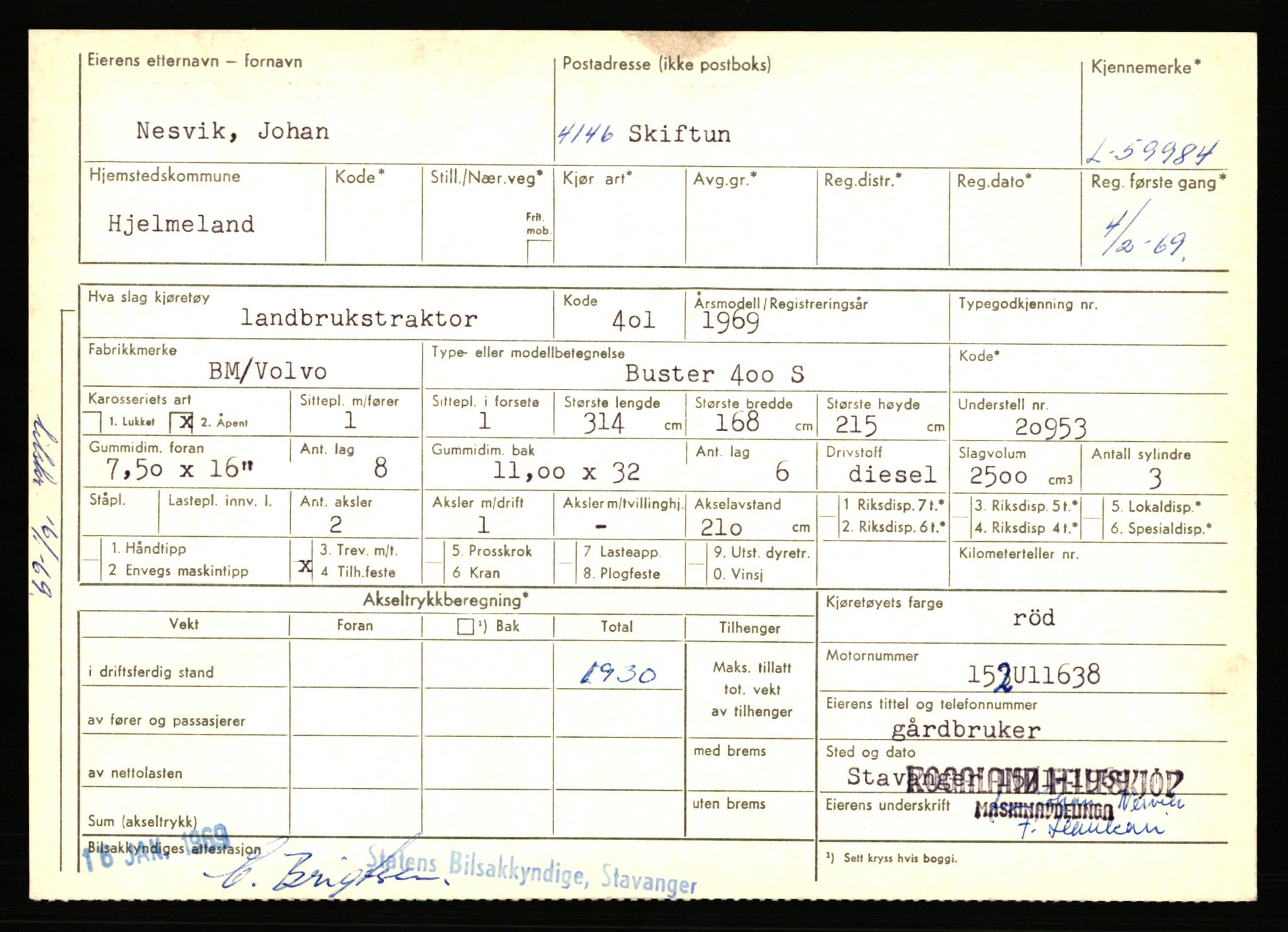 Stavanger trafikkstasjon, SAST/A-101942/0/F/L0058: L-58000 - L-59999, 1930-1971, p. 2573