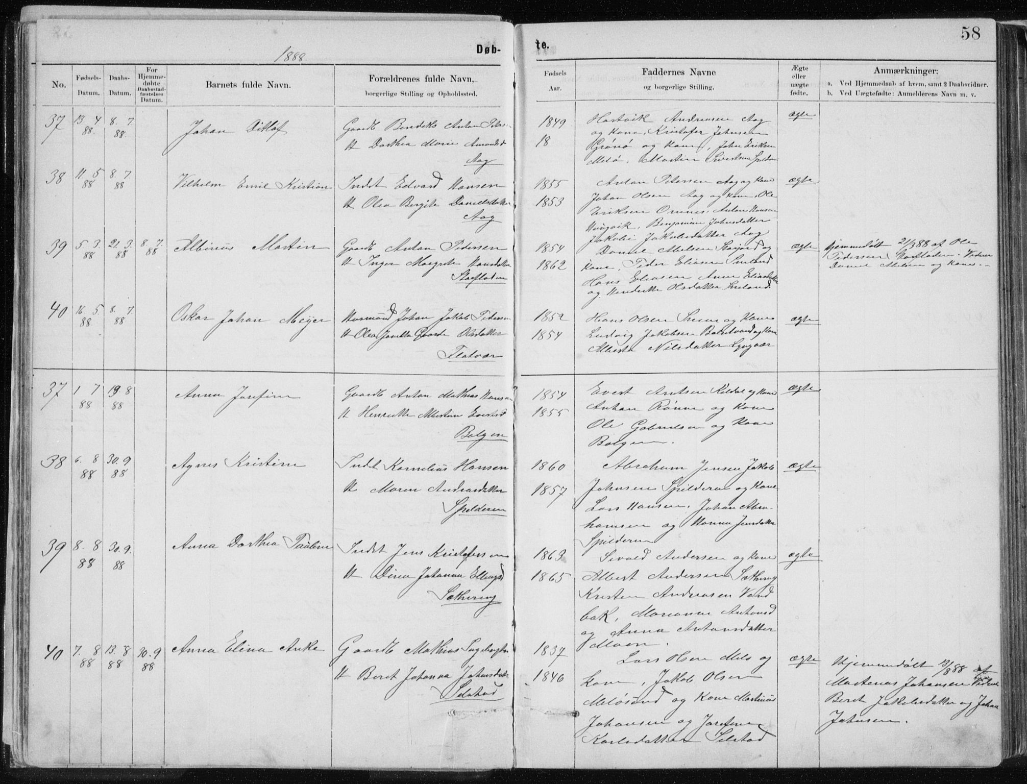 Ministerialprotokoller, klokkerbøker og fødselsregistre - Nordland, SAT/A-1459/843/L0636: Parish register (copy) no. 843C05, 1884-1909, p. 58