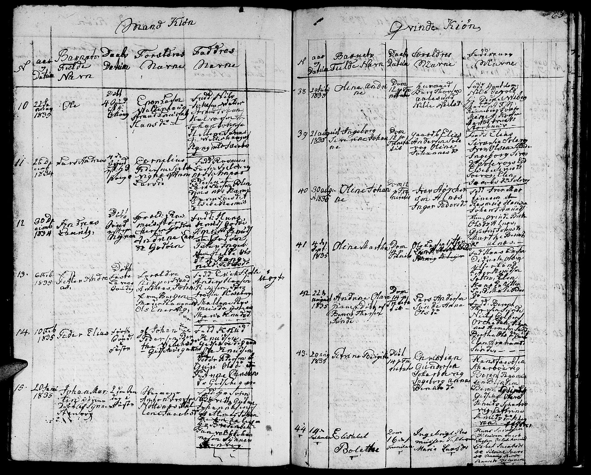 Ministerialprotokoller, klokkerbøker og fødselsregistre - Møre og Romsdal, AV/SAT-A-1454/528/L0425: Parish register (copy) no. 528C06, 1827-1840, p. 63