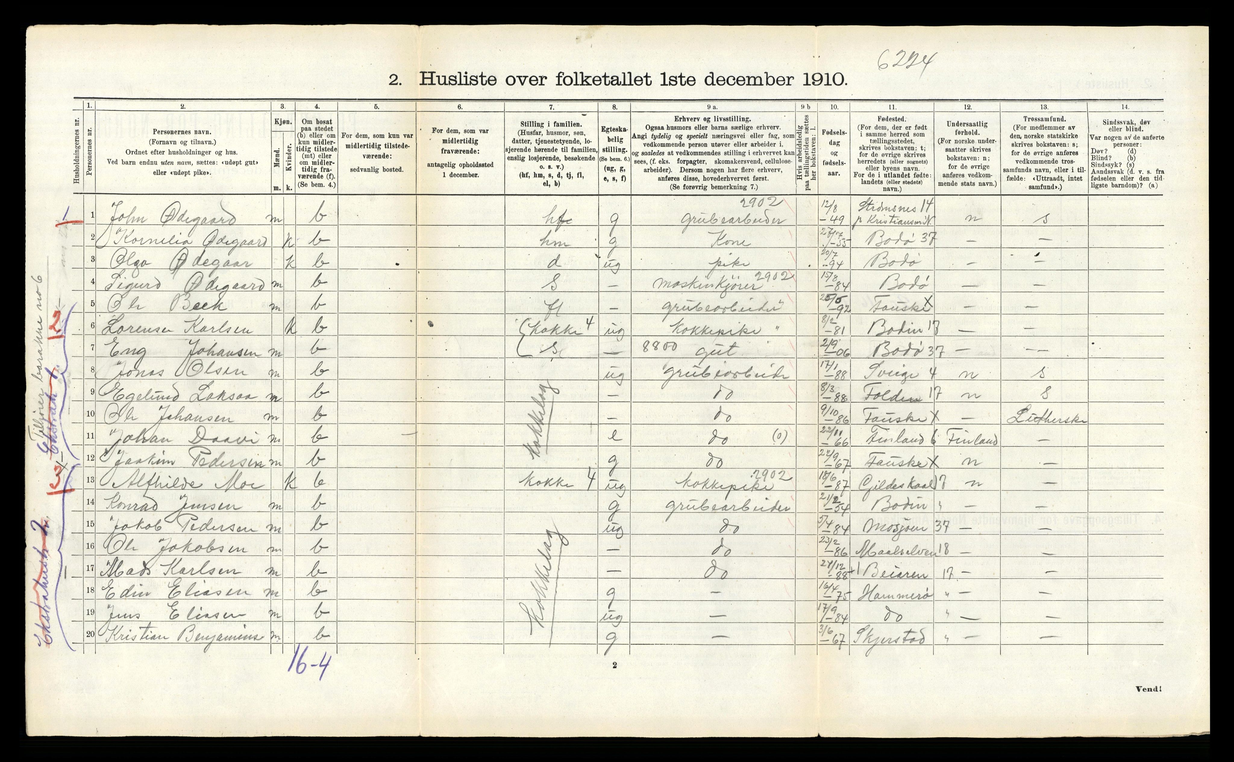 RA, 1910 census for Fauske, 1910, p. 303