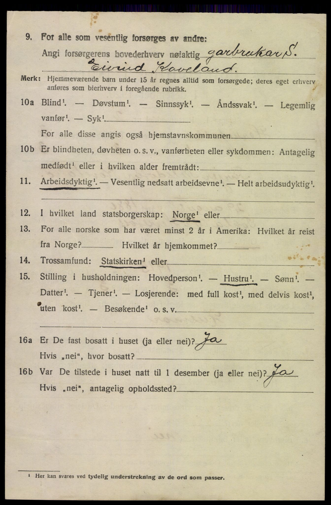 SAK, 1920 census for Herefoss, 1920, p. 575