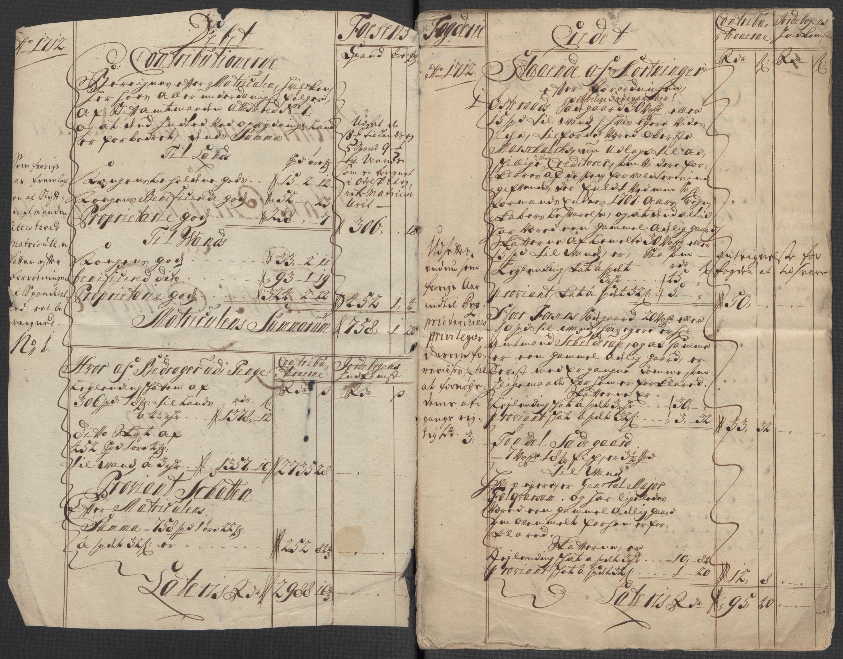 Rentekammeret inntil 1814, Reviderte regnskaper, Fogderegnskap, AV/RA-EA-4092/R57/L3861: Fogderegnskap Fosen, 1712-1713, p. 4