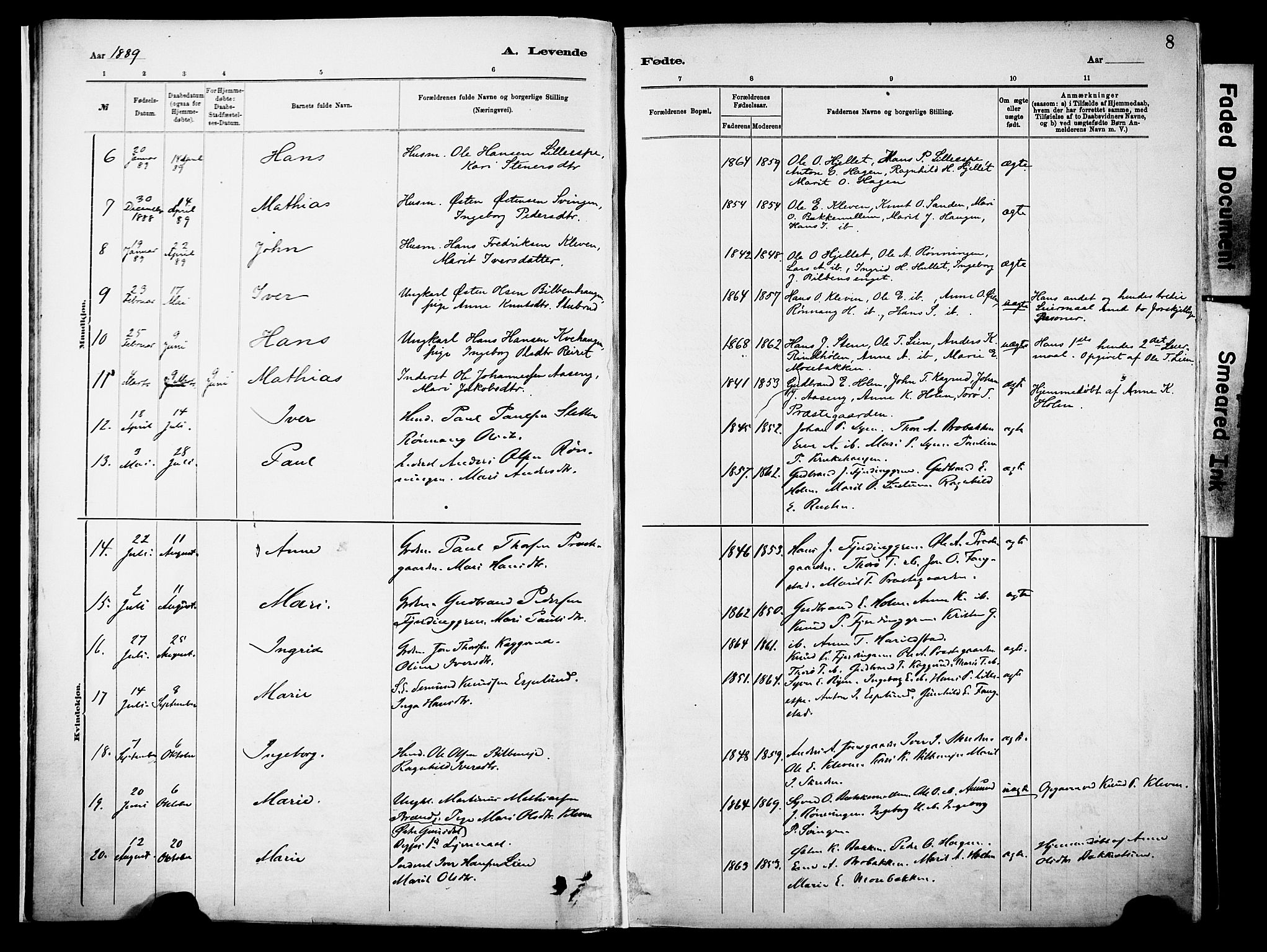 Vågå prestekontor, AV/SAH-PREST-076/H/Ha/Haa/L0010: Parish register (official) no. 10, 1887-1904, p. 8