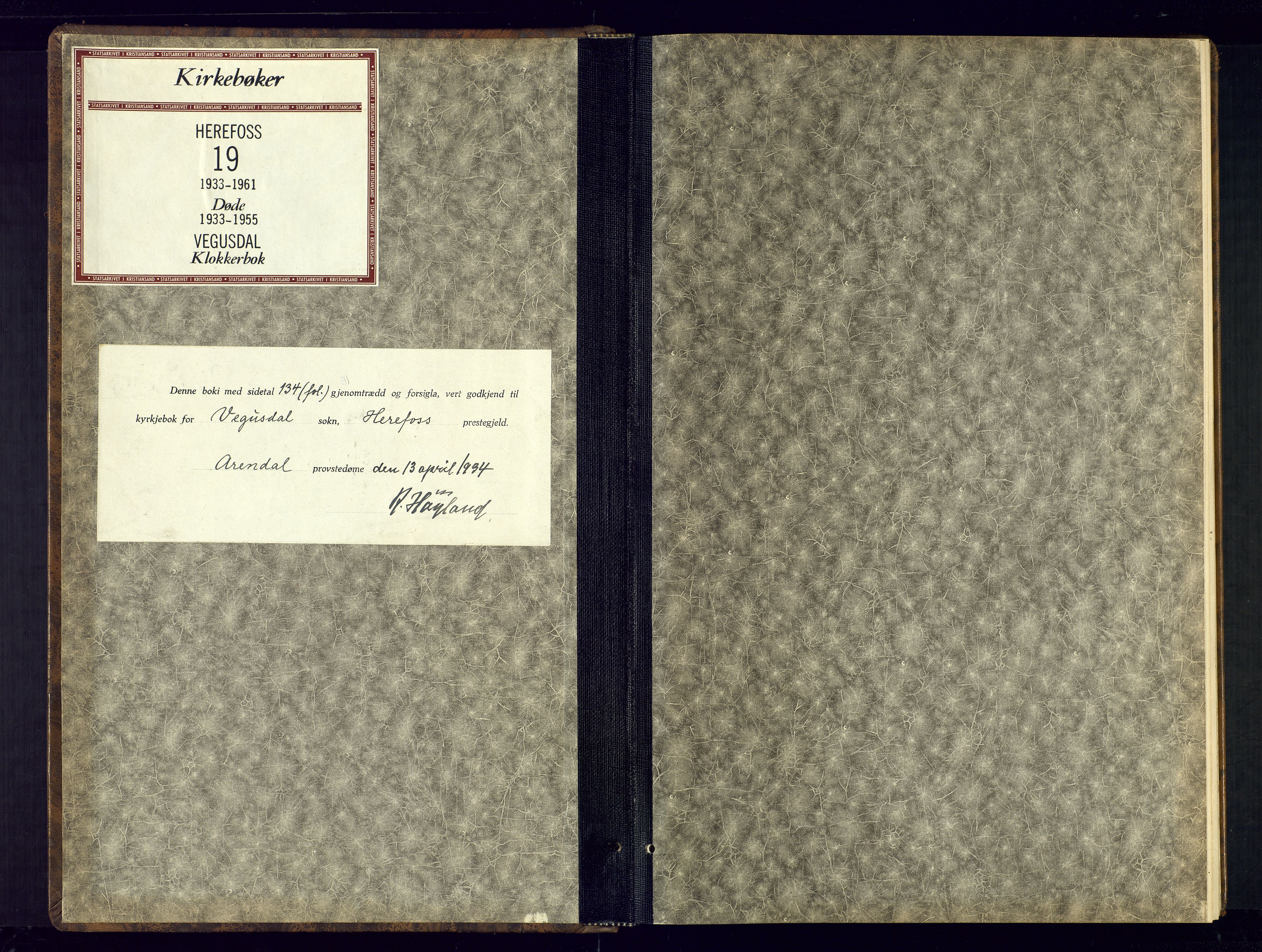 Herefoss sokneprestkontor, SAK/1111-0019/F/Fb/Fbb/L0005: Parish register (copy) no. B-5, 1933-1961