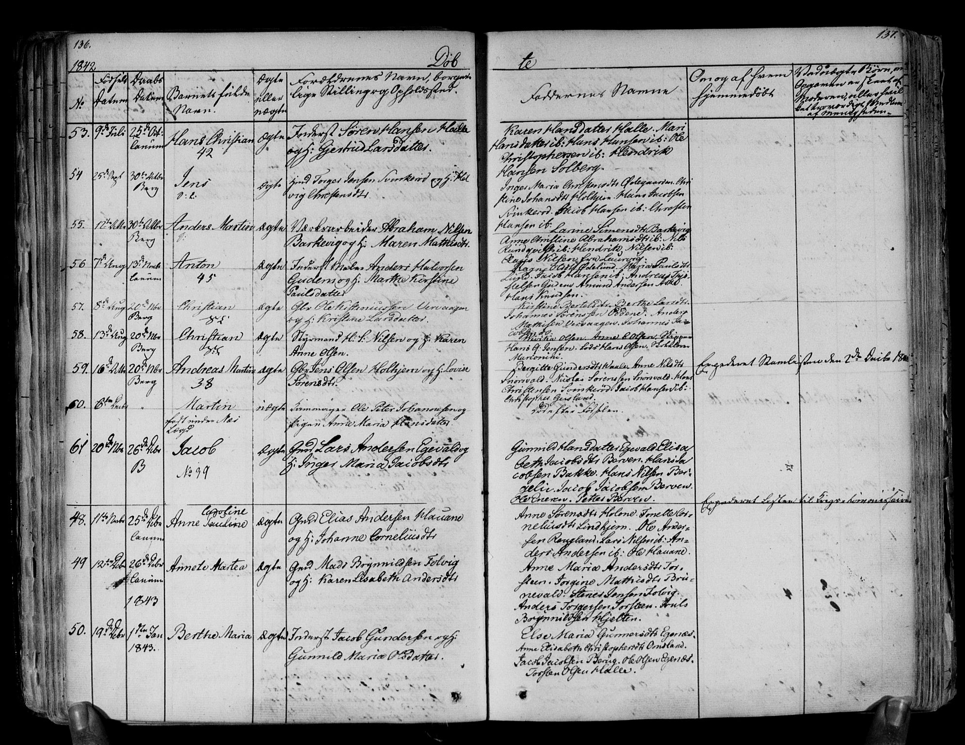 Brunlanes kirkebøker, AV/SAKO-A-342/F/Fa/L0003: Parish register (official) no. I 3, 1834-1845, p. 136-137