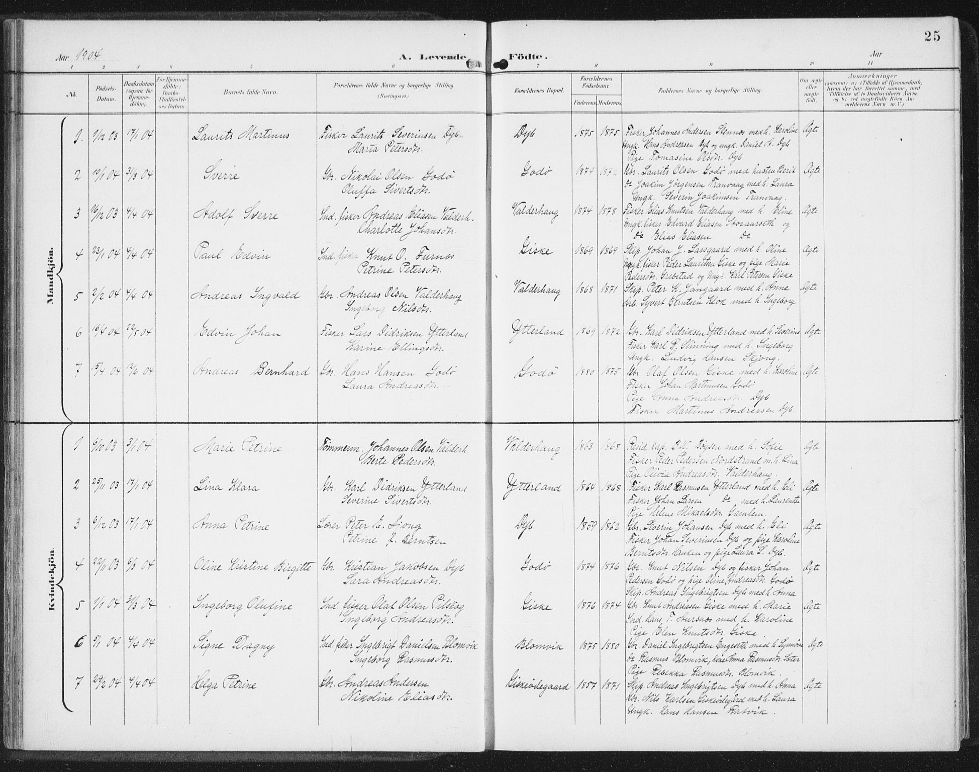 Ministerialprotokoller, klokkerbøker og fødselsregistre - Møre og Romsdal, AV/SAT-A-1454/534/L0489: Parish register (copy) no. 534C01, 1899-1941, p. 25