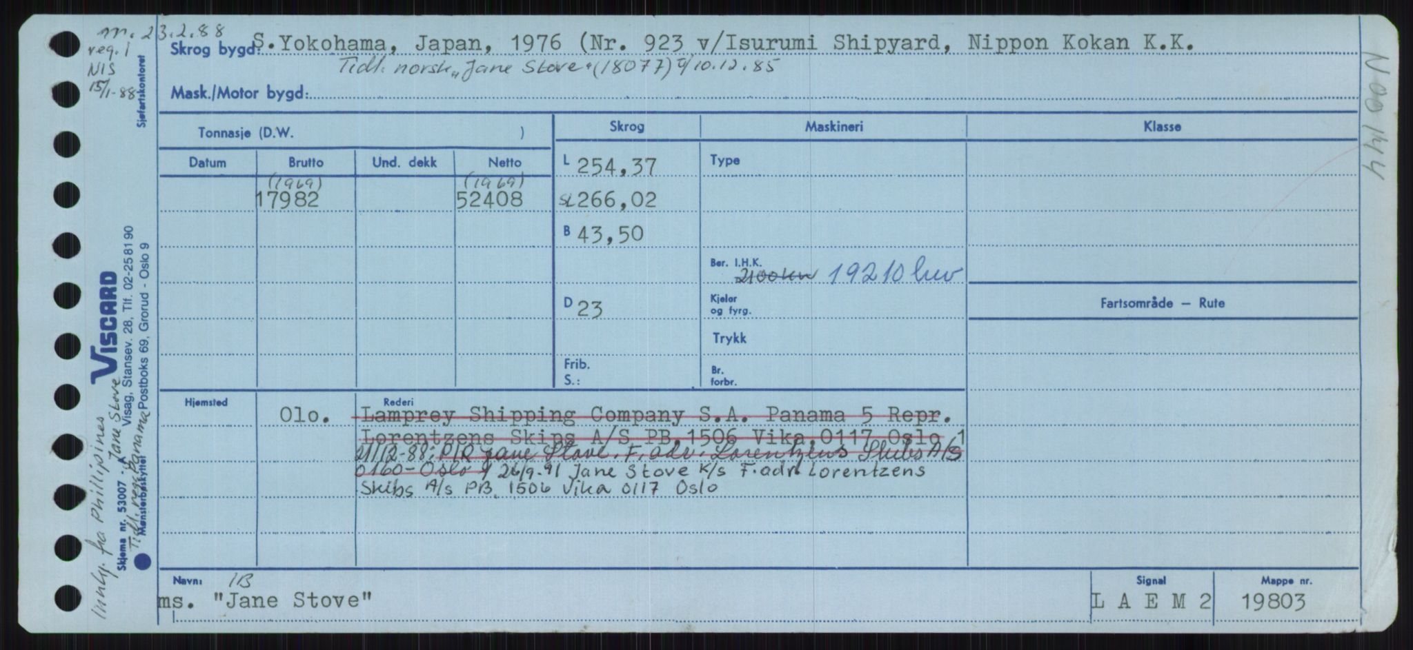 Sjøfartsdirektoratet med forløpere, Skipsmålingen, RA/S-1627/H/Ha/L0003/0001: Fartøy, Hilm-Mar / Fartøy, Hilm-Kol, p. 445