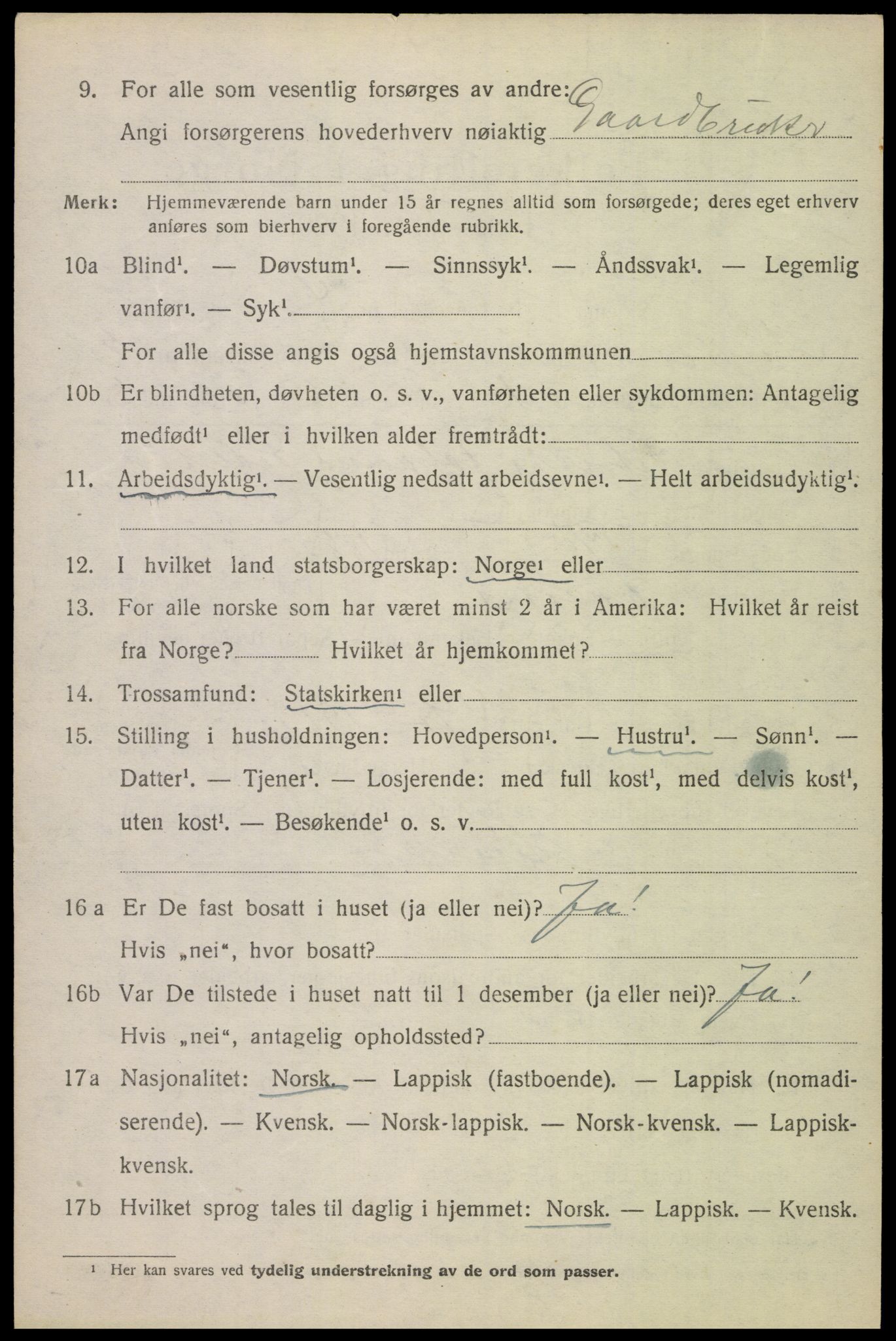 SAT, 1920 census for Ankenes, 1920, p. 1412