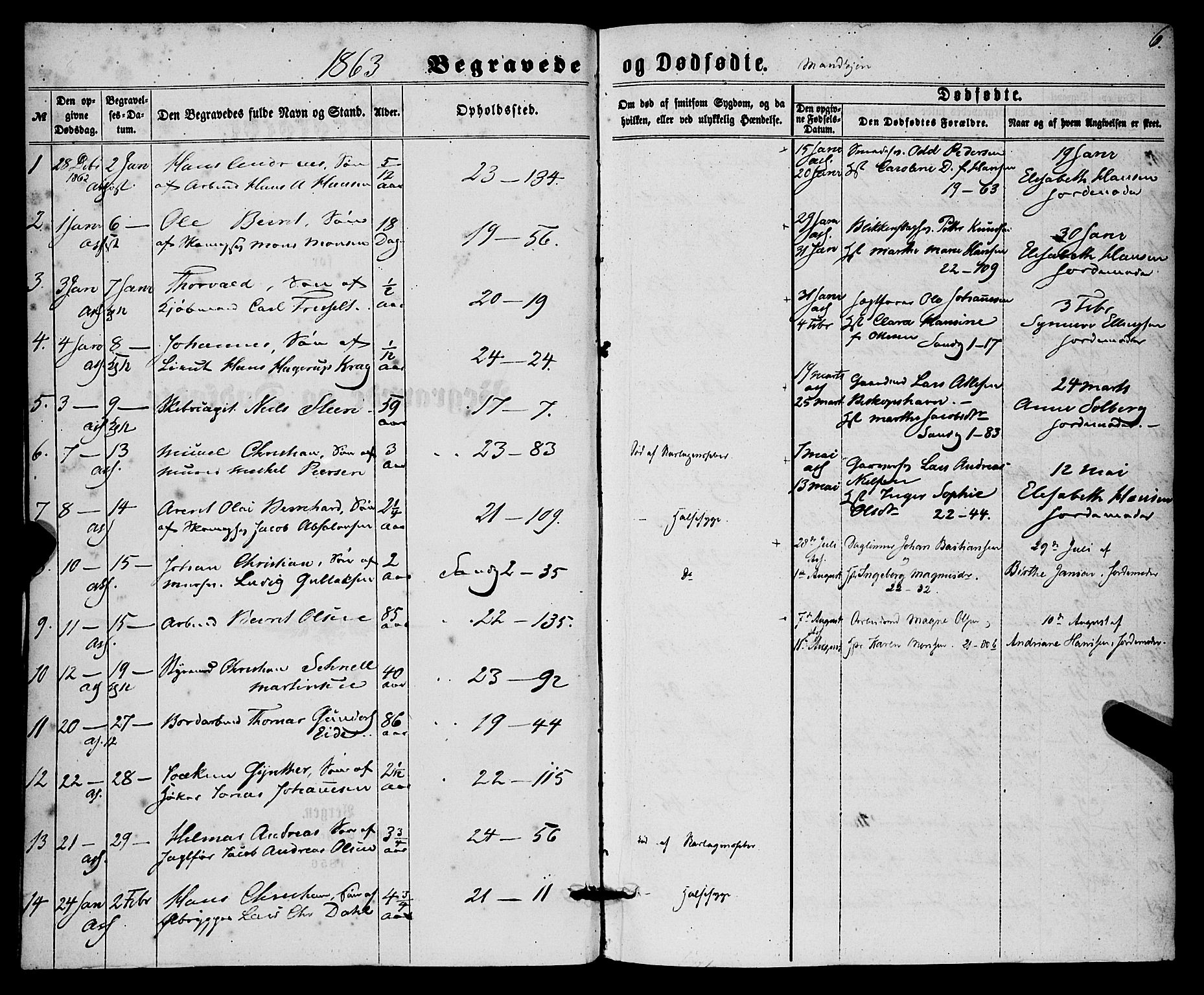 Korskirken sokneprestembete, SAB/A-76101/H/Haa/L0045: Parish register (official) no. E 3, 1863-1875, p. 6