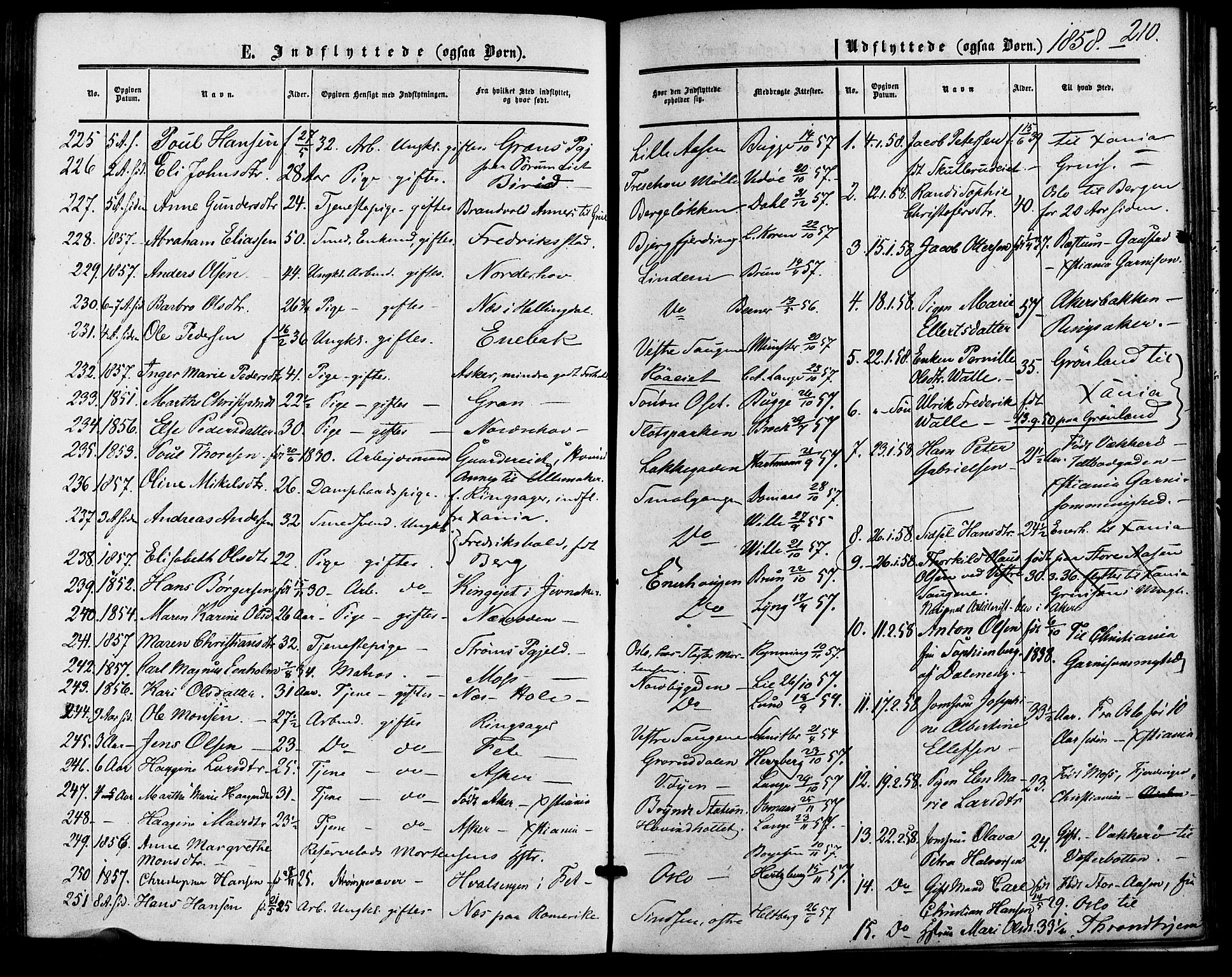 Vestre Aker prestekontor Kirkebøker, SAO/A-10025/F/Fa/L0001: Parish register (official) no. 1, 1853-1858, p. 210