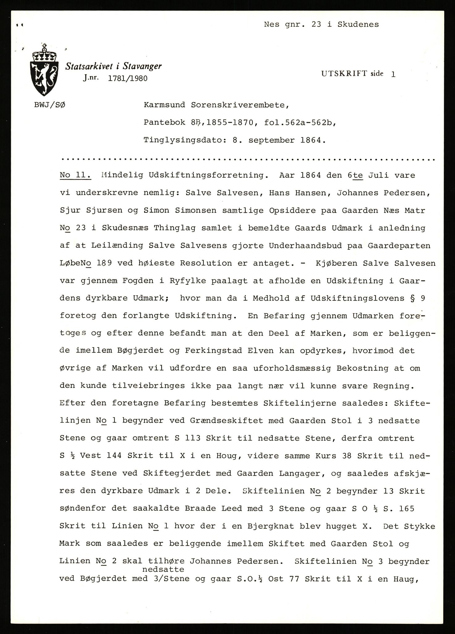 Statsarkivet i Stavanger, AV/SAST-A-101971/03/Y/Yj/L0061: Avskrifter sortert etter gårdsnavn: Møgedal - Nes, 1750-1930, p. 530