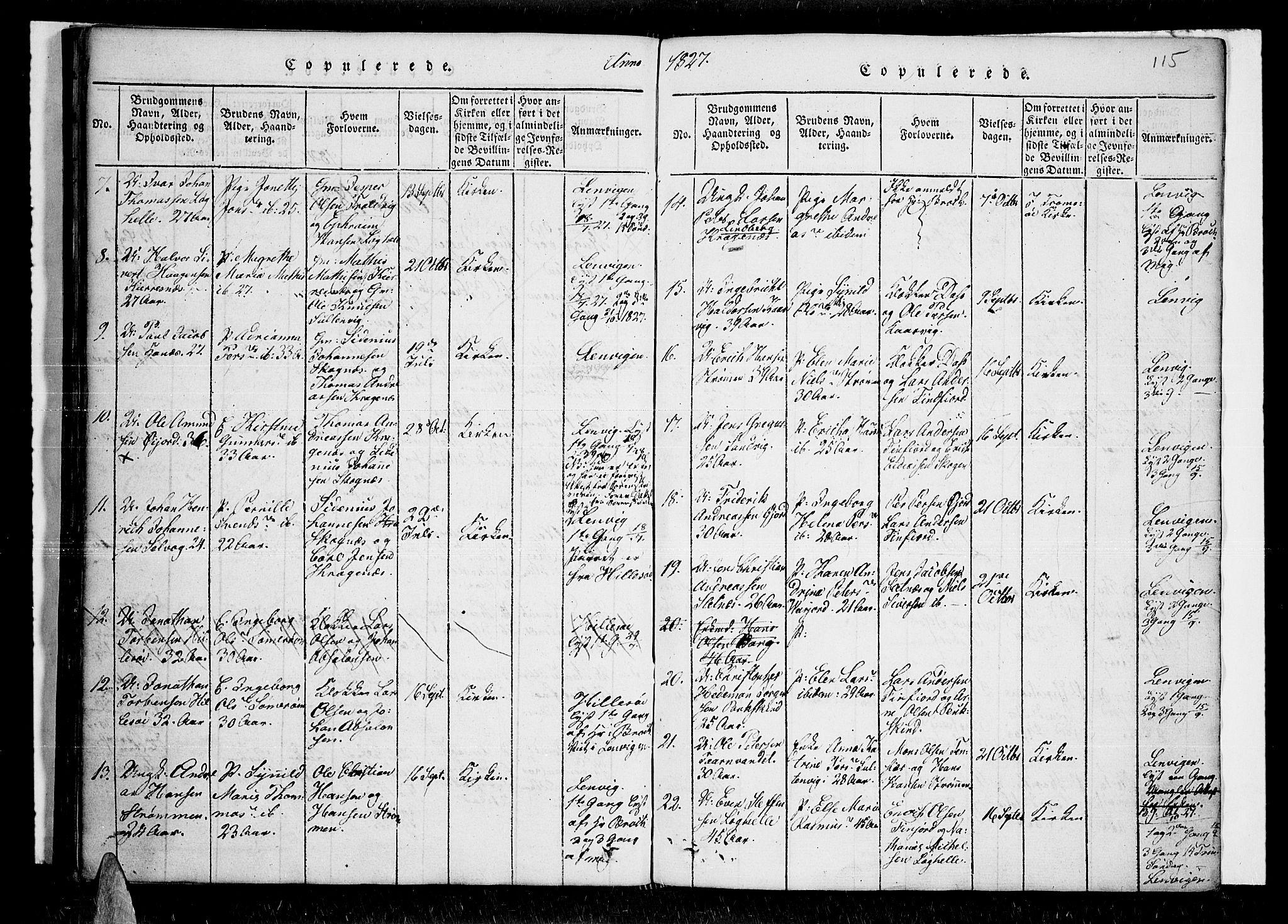 Lenvik sokneprestembete, SATØ/S-1310/H/Ha/Haa/L0003kirke: Parish register (official) no. 3, 1820-1831, p. 115