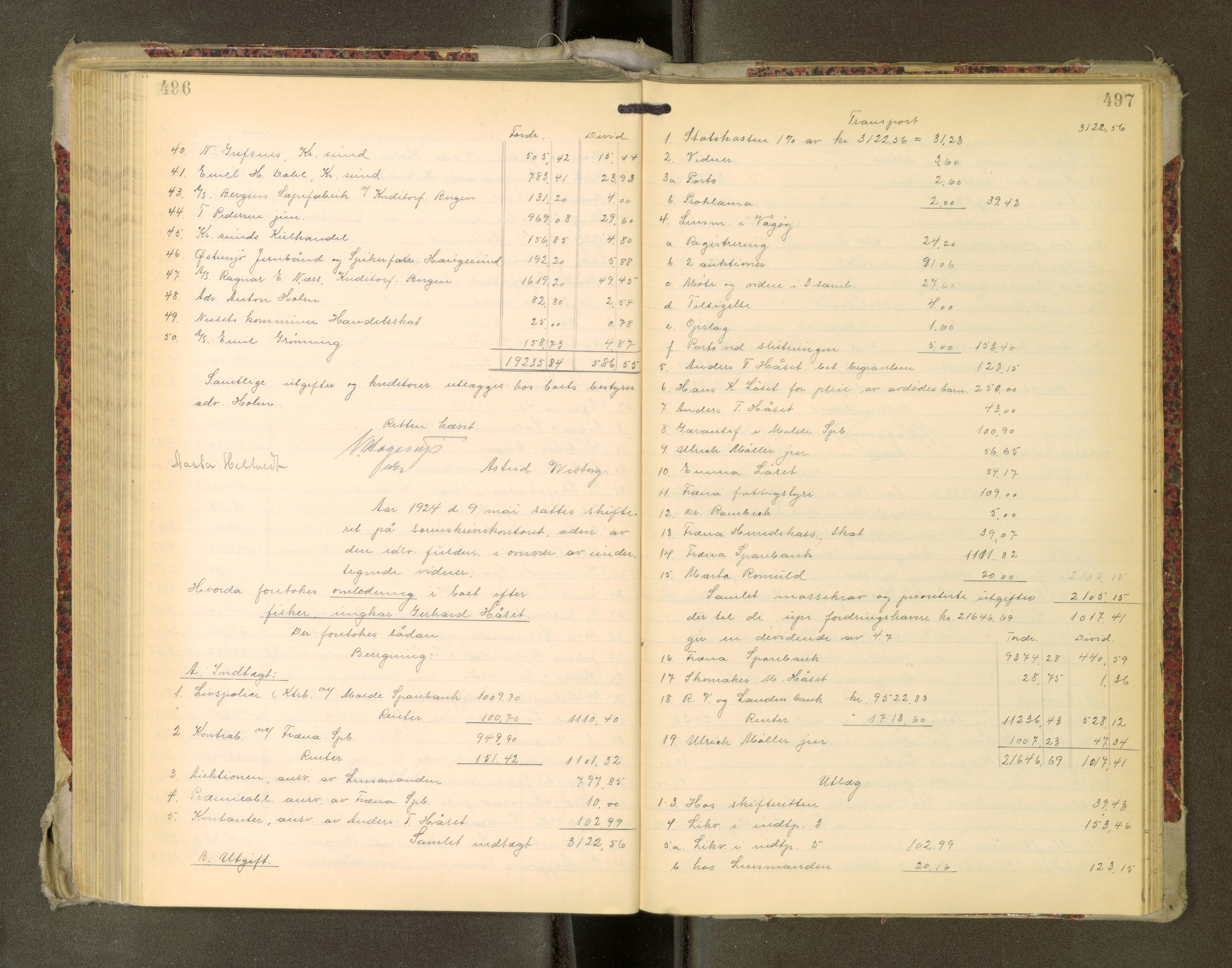 Romsdal sorenskriveri, AV/SAT-A-4149/1/3/3A/L0022: Skifteutlodnings Protokoll, 1920-1924, p. 496-497