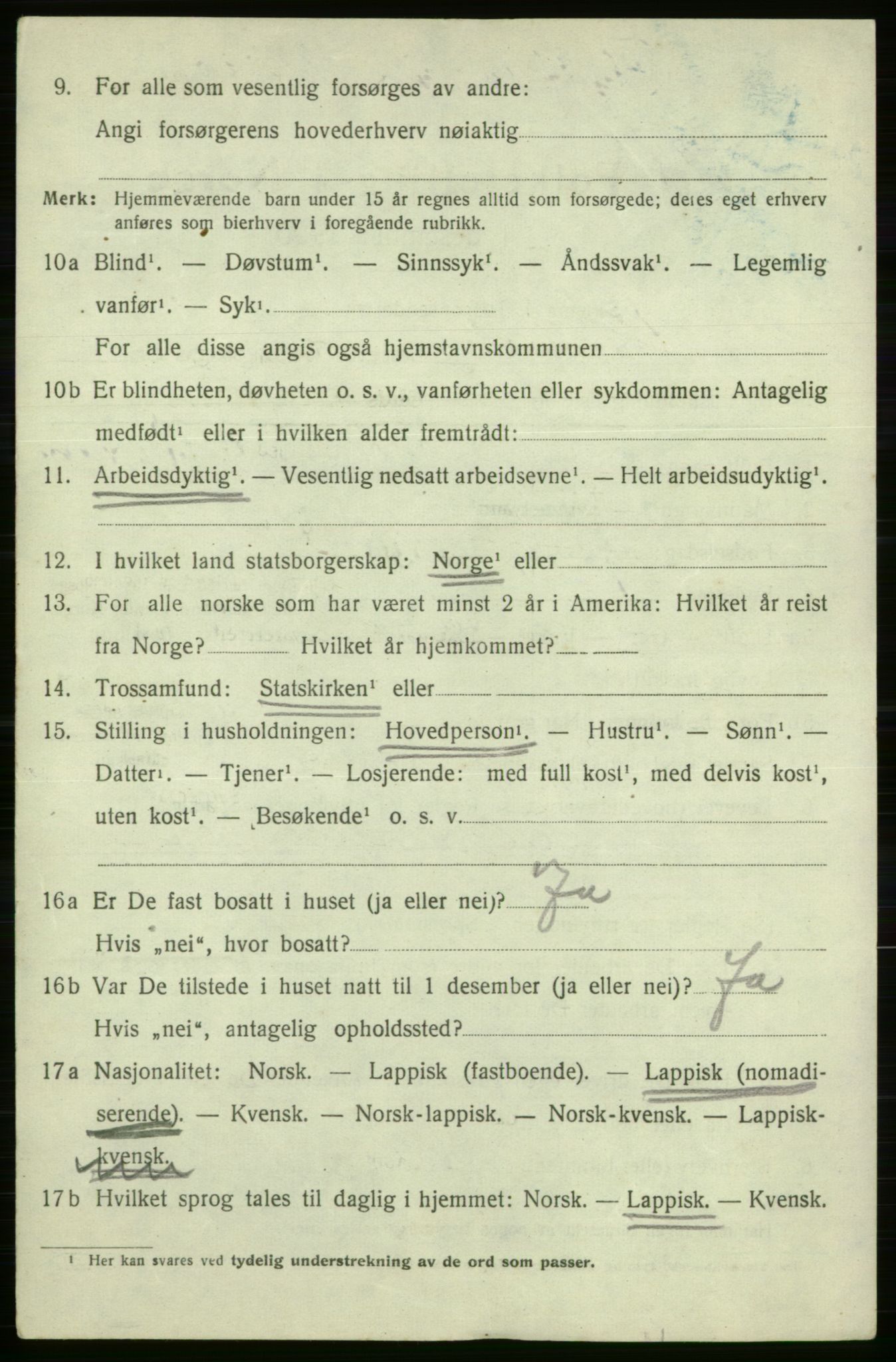 SATØ, 1920 census for Kistrand, 1920, p. 4739