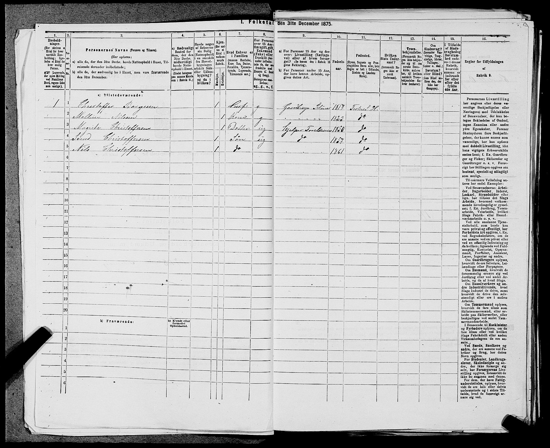 SAST, 1875 census for 1133P Hjelmeland, 1875, p. 908