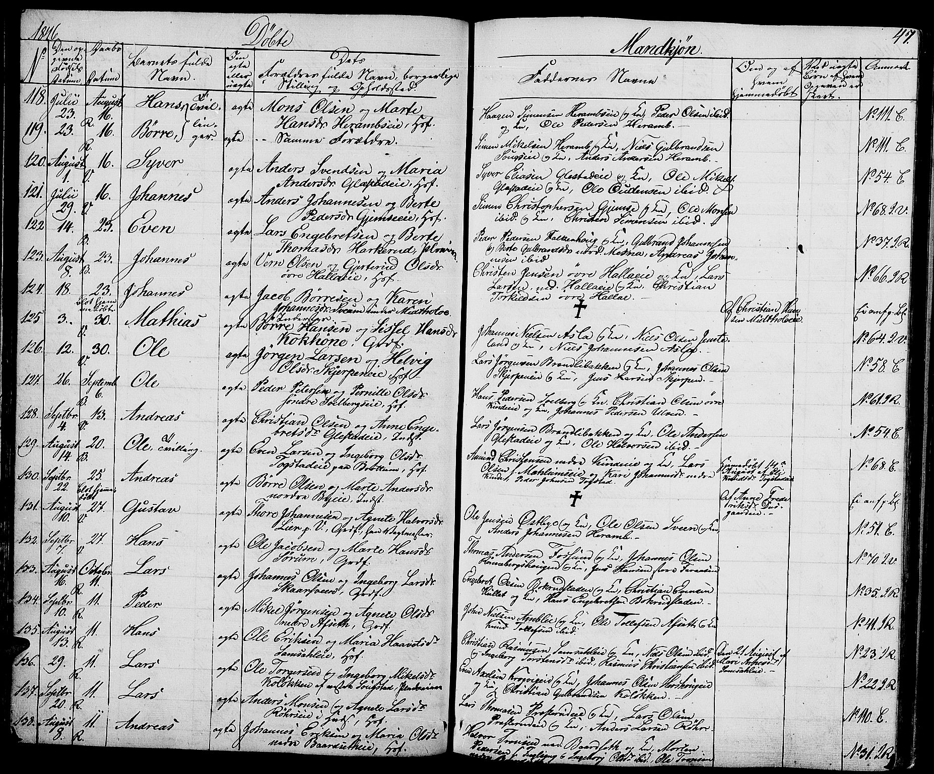 Ringsaker prestekontor, AV/SAH-PREST-014/L/La/L0005: Parish register (copy) no. 5, 1839-1850, p. 47