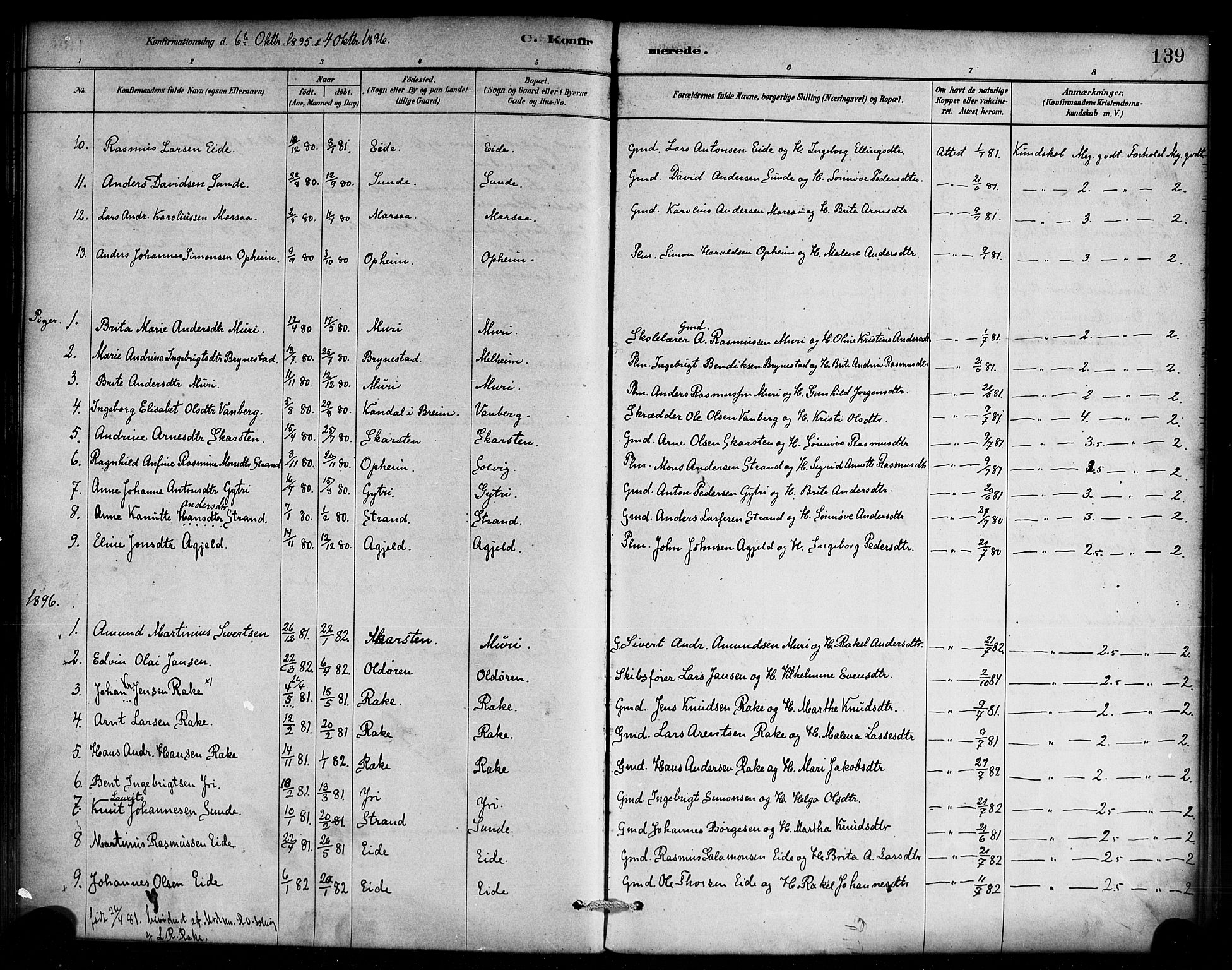 Innvik sokneprestembete, AV/SAB-A-80501: Parish register (official) no. C 1, 1879-1900, p. 139