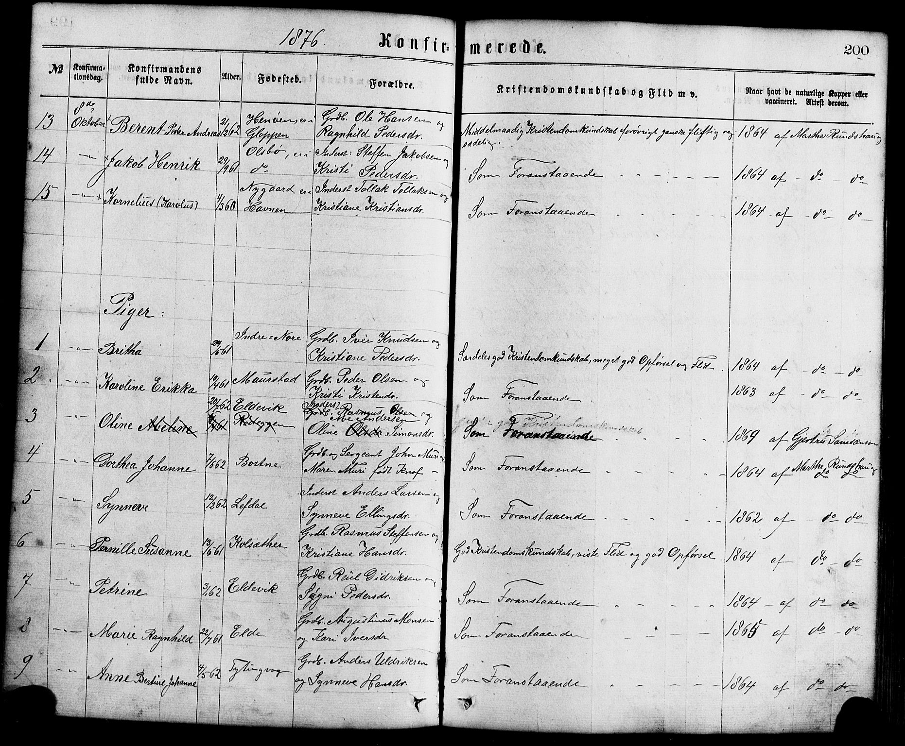 Davik sokneprestembete, AV/SAB-A-79701/H/Haa/Haaa/L0006: Parish register (official) no. A 6, 1867-1881, p. 200