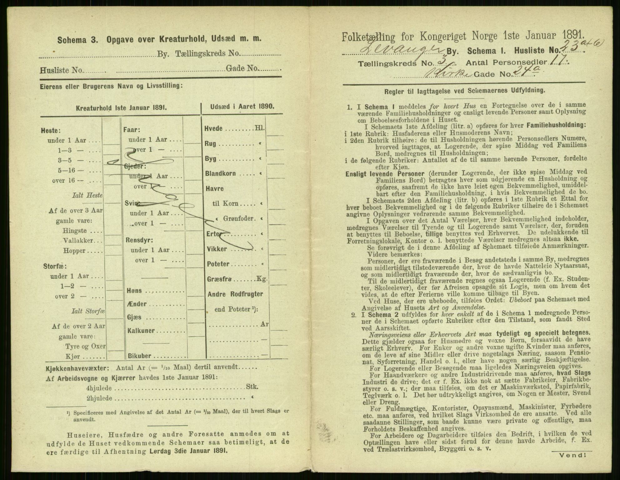 RA, 1891 census for 1701 Levanger, 1891, p. 889