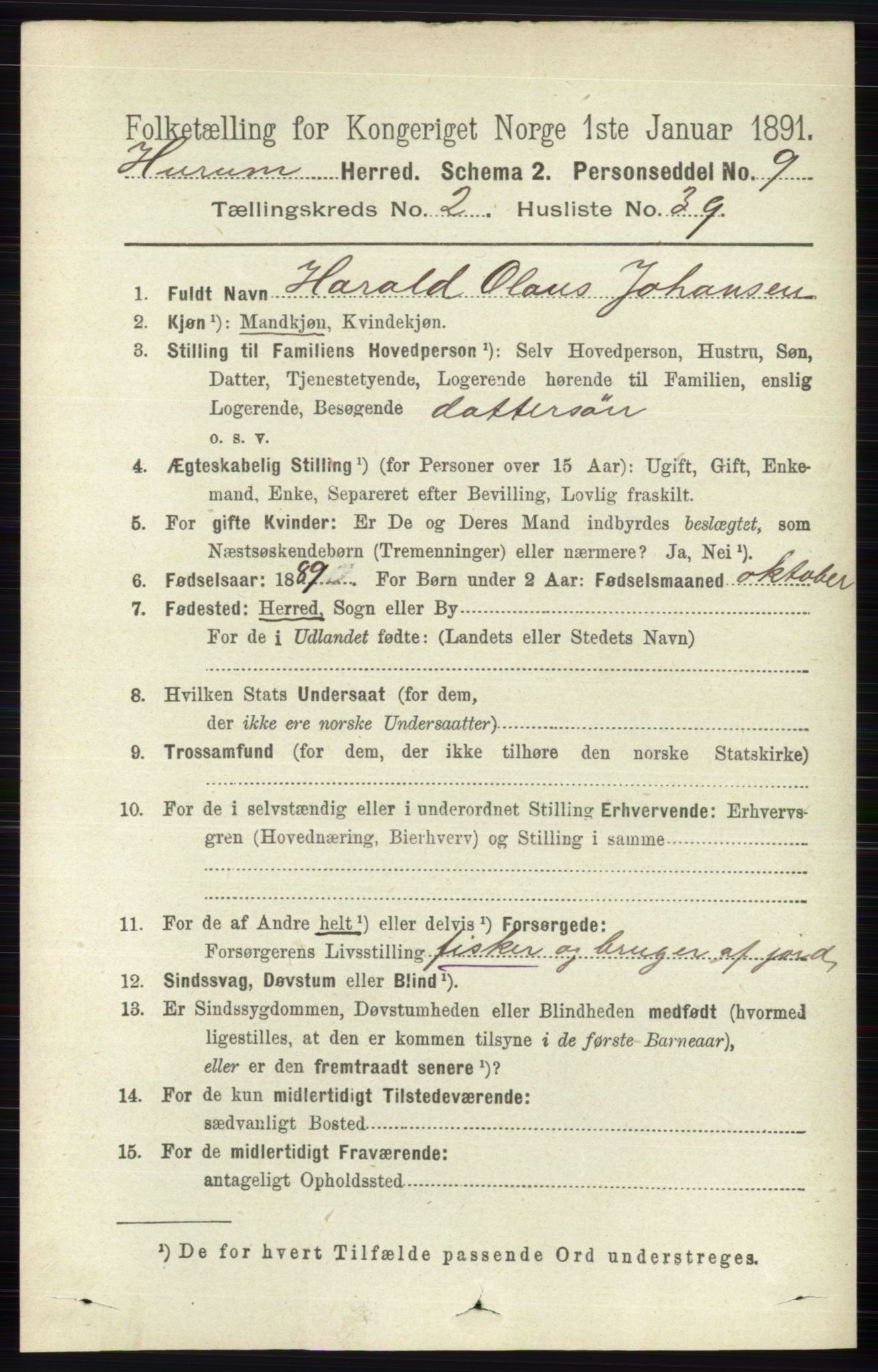 RA, 1891 census for 0628 Hurum, 1891, p. 717