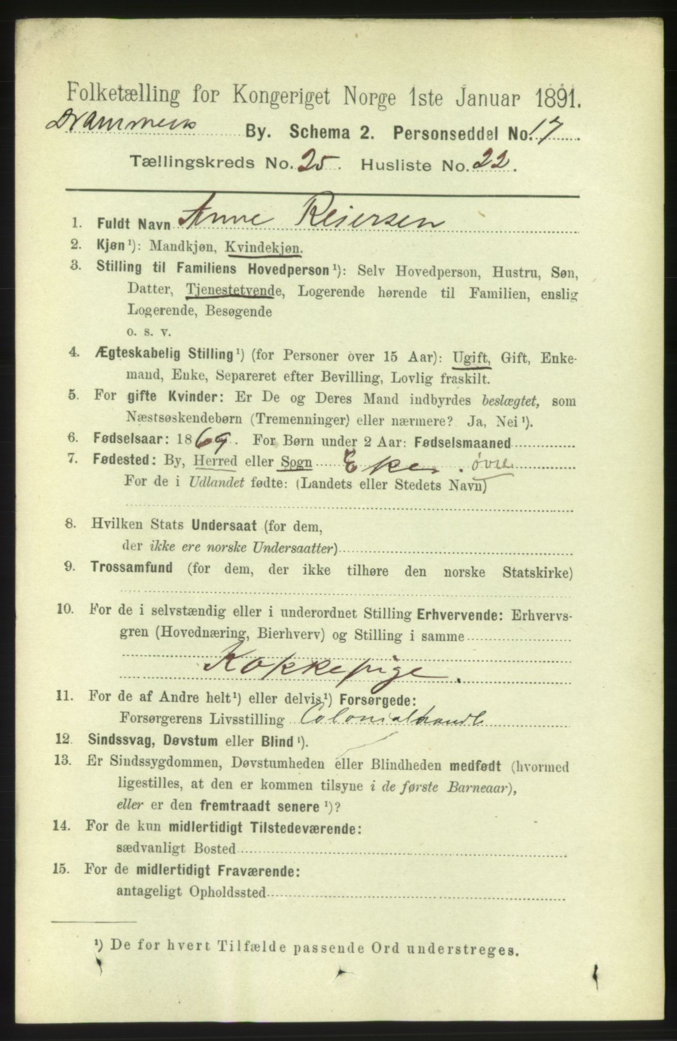 RA, 1891 census for 0602 Drammen, 1891, p. 15424