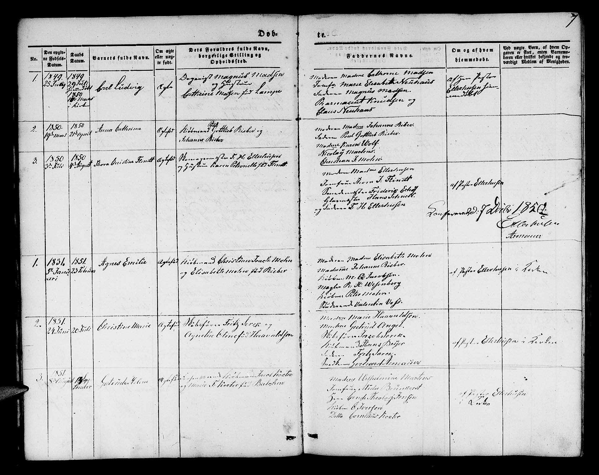 Mariakirken Sokneprestembete, SAB/A-76901/H/Hab/L0002: Parish register (copy) no. A 2, 1846-1862, p. 7