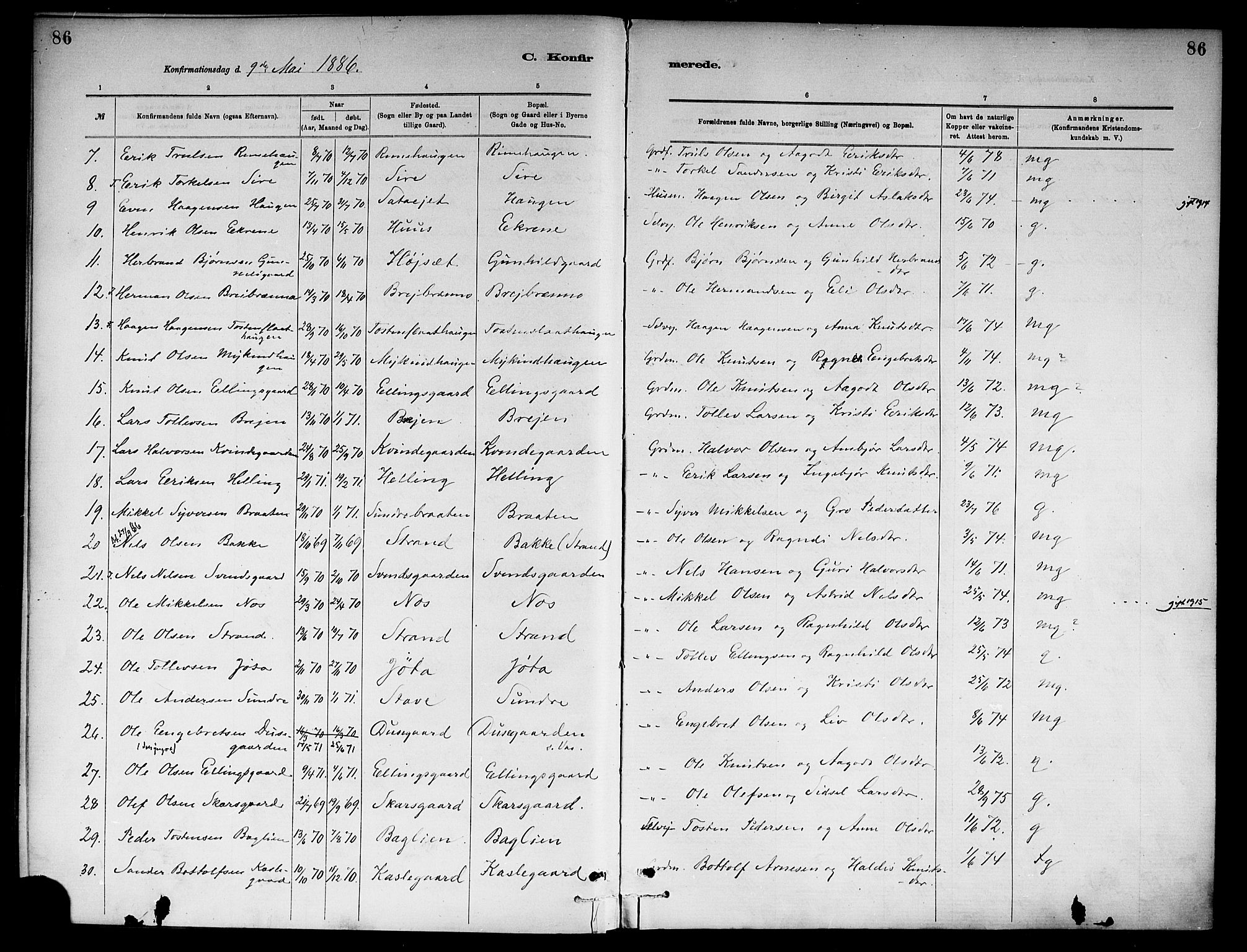 Ål kirkebøker, SAKO/A-249/F/Fa/L0008: Parish register (official) no. I 8, 1882-1896, p. 86