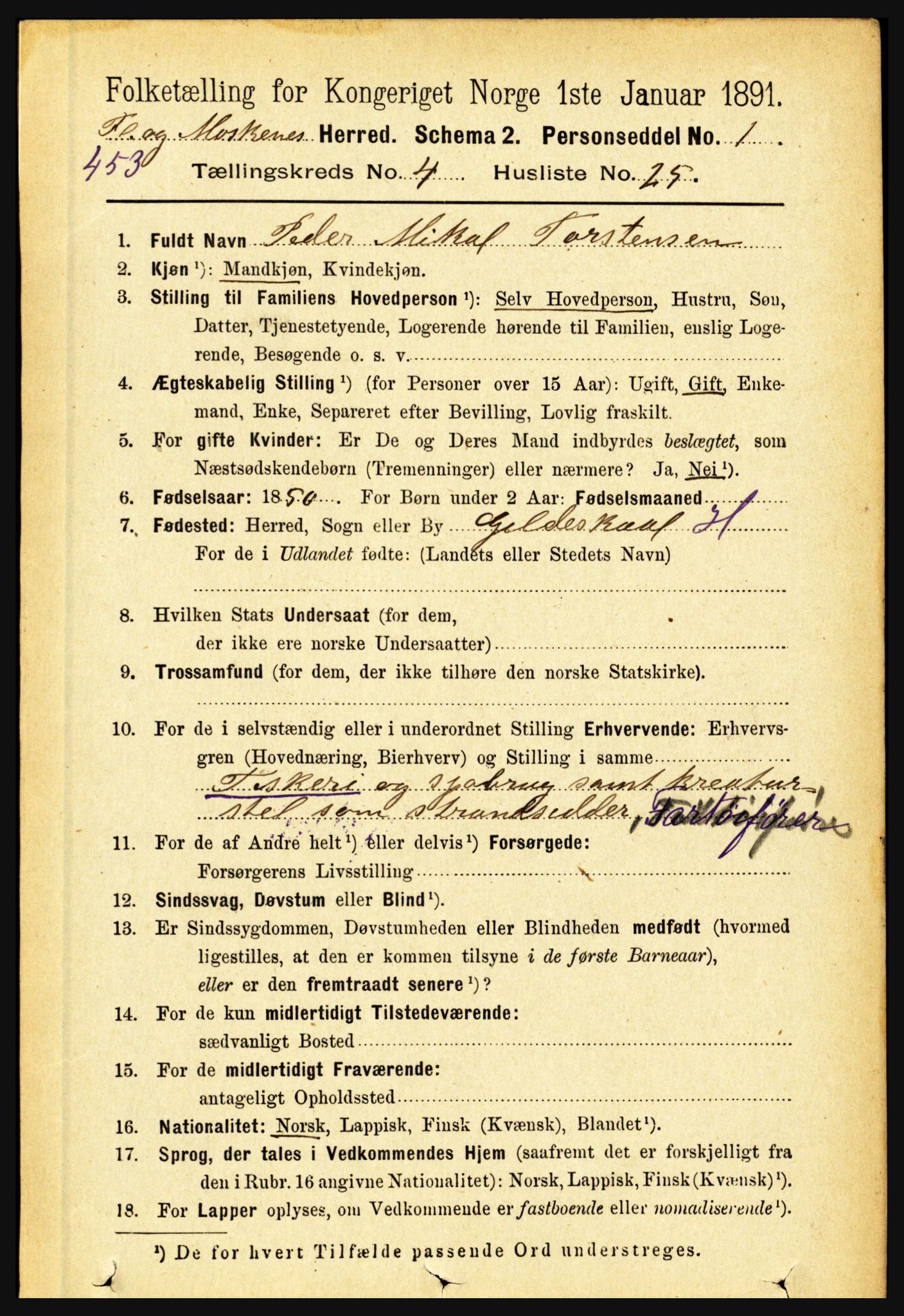 RA, 1891 census for 1859 Flakstad, 1891, p. 2068