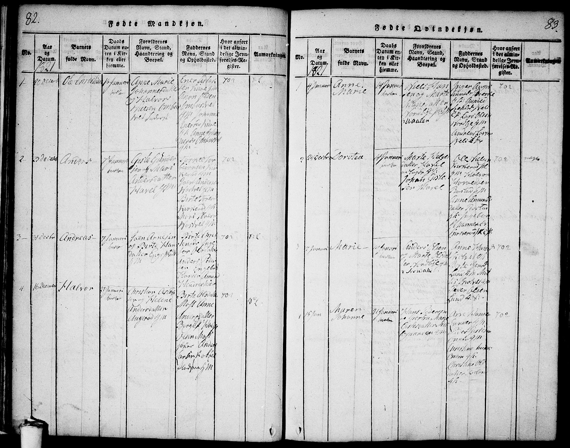 Våler prestekontor Kirkebøker, AV/SAO-A-11083/F/Fa/L0005: Parish register (official) no. I 5, 1815-1839, p. 82-83