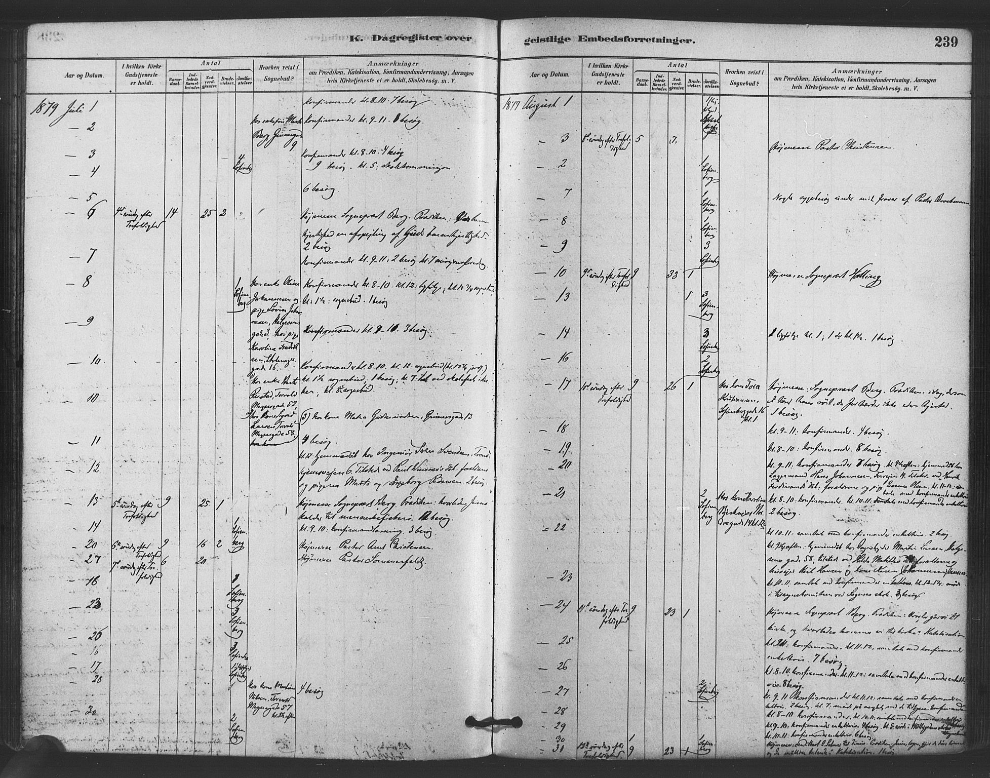 Paulus prestekontor Kirkebøker, AV/SAO-A-10871/F/Fa/L0005: Parish register (official) no. 5, 1879-1889, p. 239