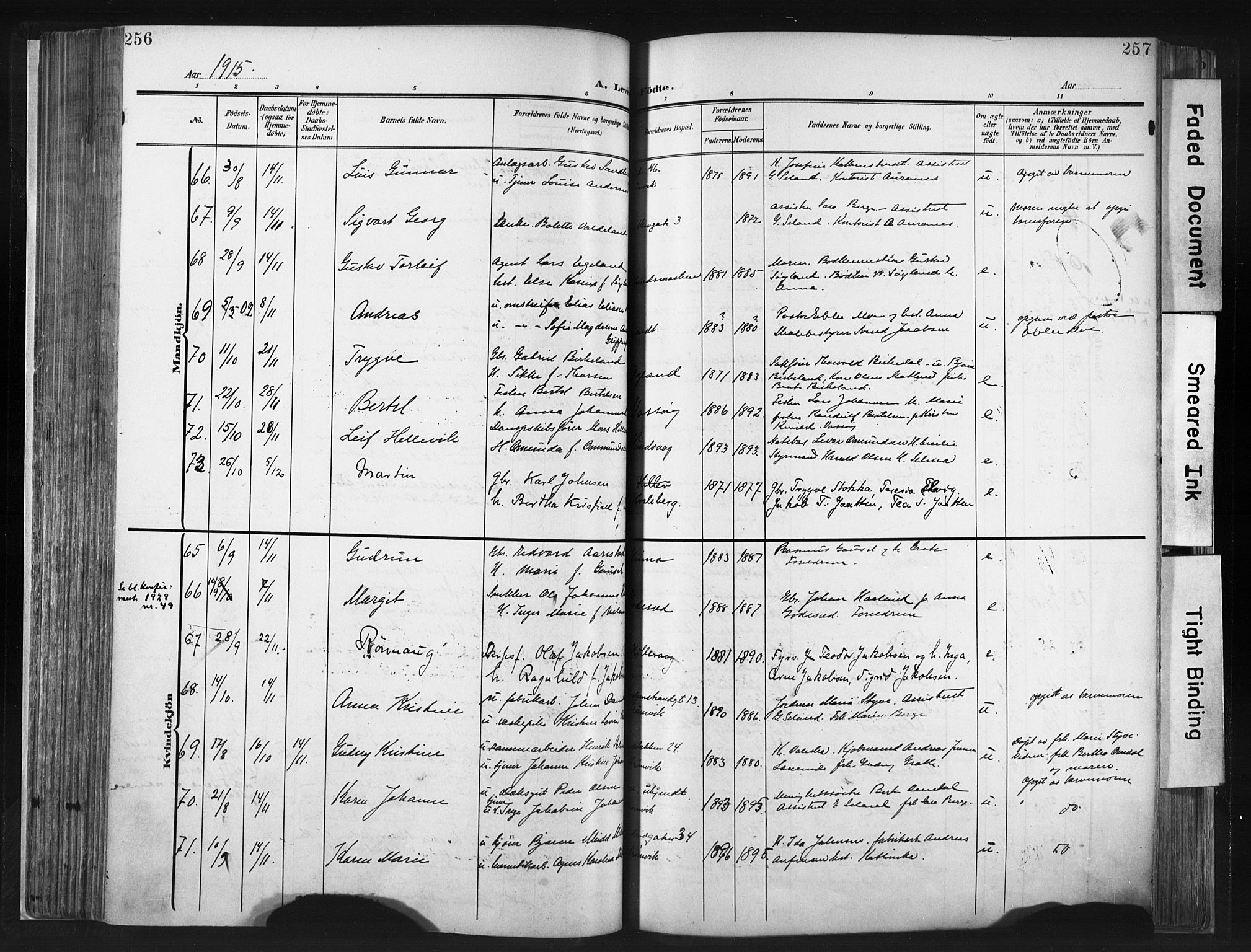 Hetland sokneprestkontor, SAST/A-101826/30/30BA/L0013: Parish register (official) no. A 13, 1904-1918, p. 256-257