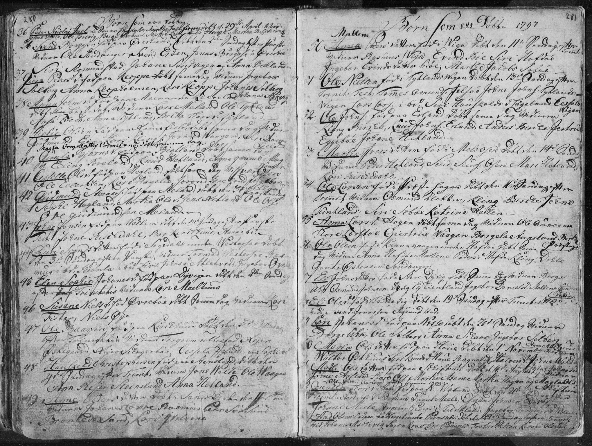 Hjelmeland sokneprestkontor, AV/SAST-A-101843/01/IV/L0001: Parish register (official) no. A 1, 1760-1799, p. 280-281