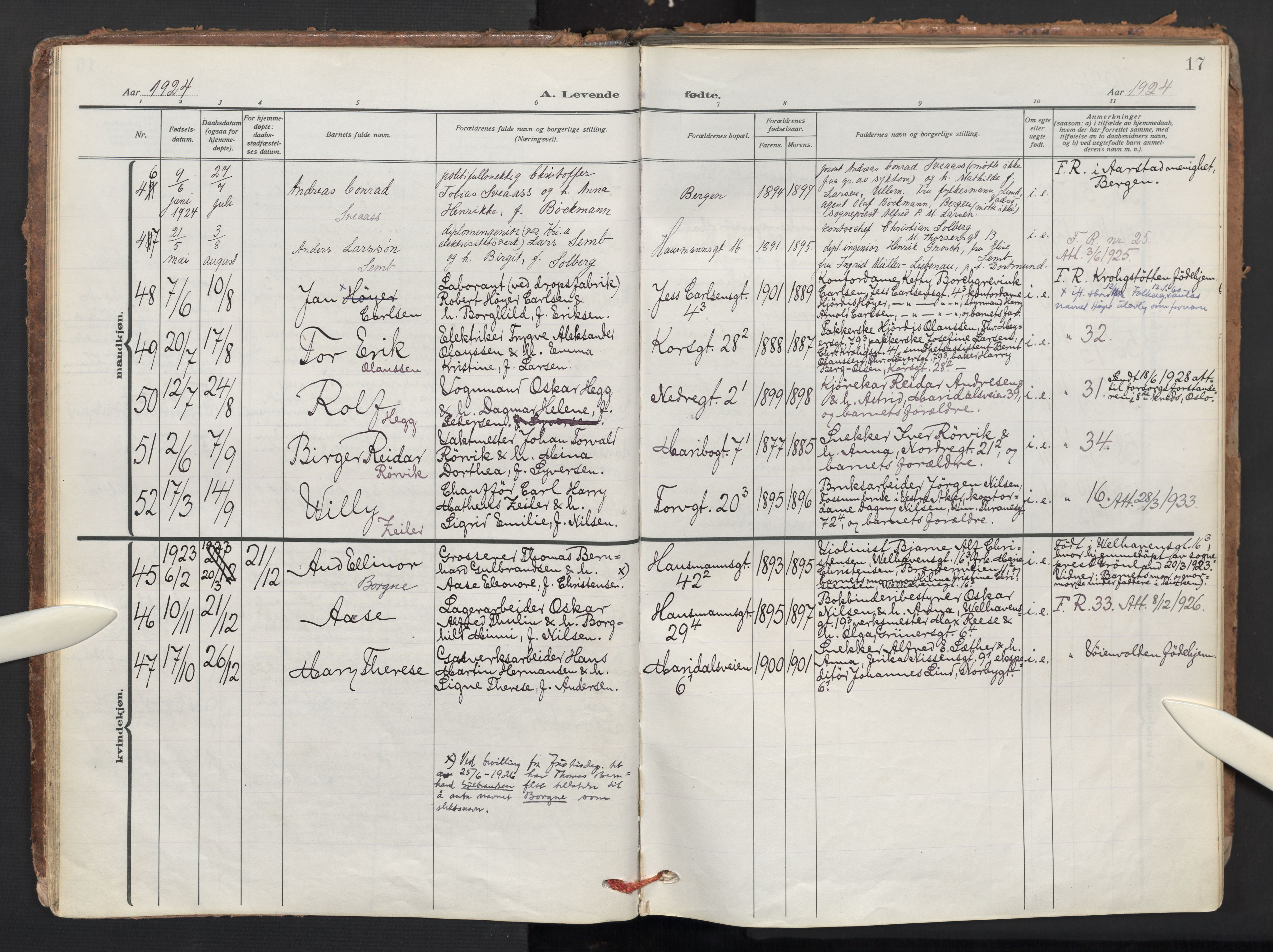 Jakob prestekontor Kirkebøker, AV/SAO-A-10850/F/Fa/L0017: Parish register (official) no. 17, 1923-1952, p. 17