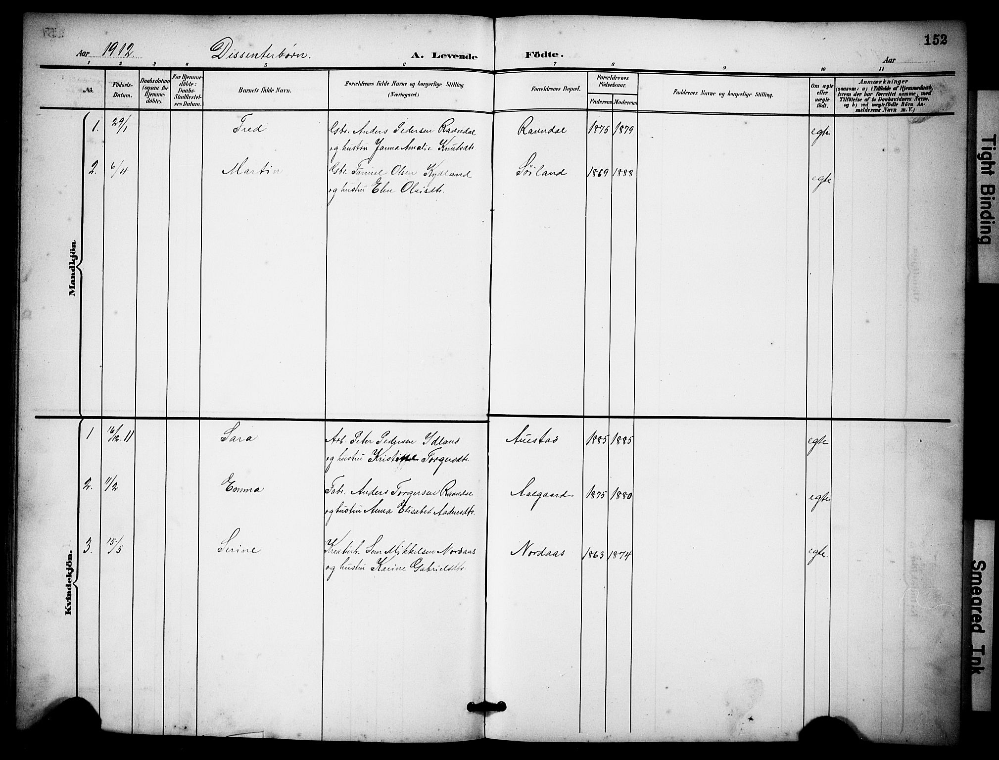 Lye sokneprestkontor, SAST/A-101794/001/30BB/L0009: Parish register (copy) no. B 9, 1902-1923, p. 152