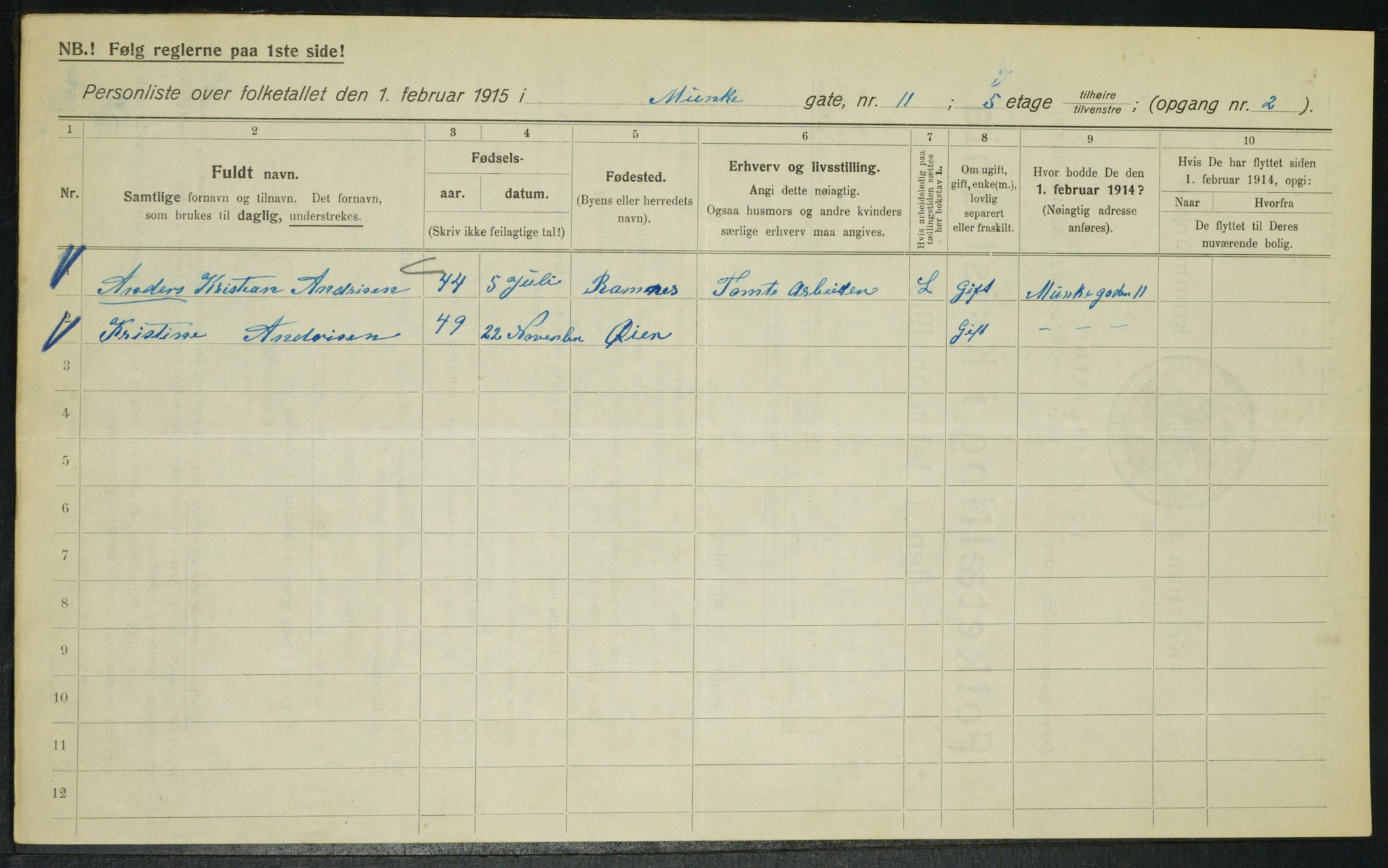 OBA, Municipal Census 1915 for Kristiania, 1915, p. 67547