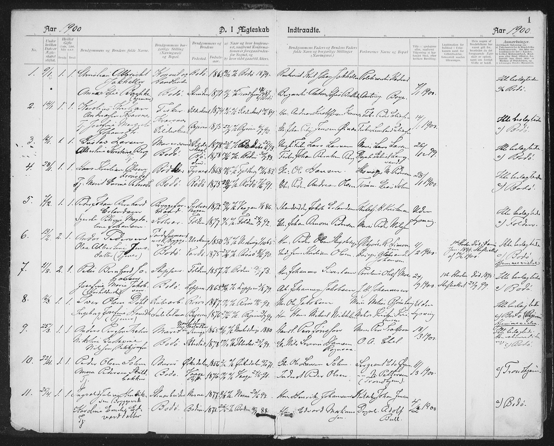 Ministerialprotokoller, klokkerbøker og fødselsregistre - Nordland, SAT/A-1459/801/L0012: Parish register (official) no. 801A12, 1900-1916, p. 1