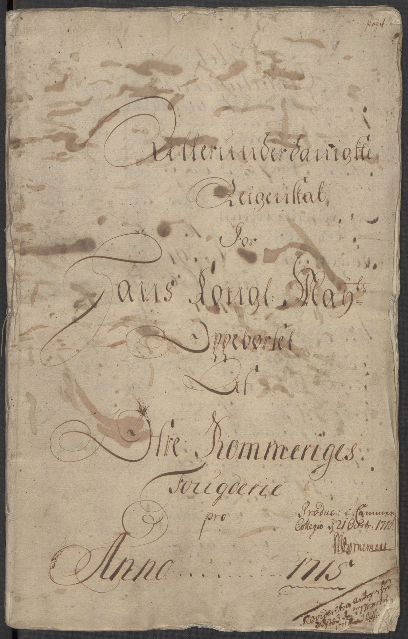 Rentekammeret inntil 1814, Reviderte regnskaper, Fogderegnskap, RA/EA-4092/R12/L0724: Fogderegnskap Øvre Romerike, 1715, p. 4