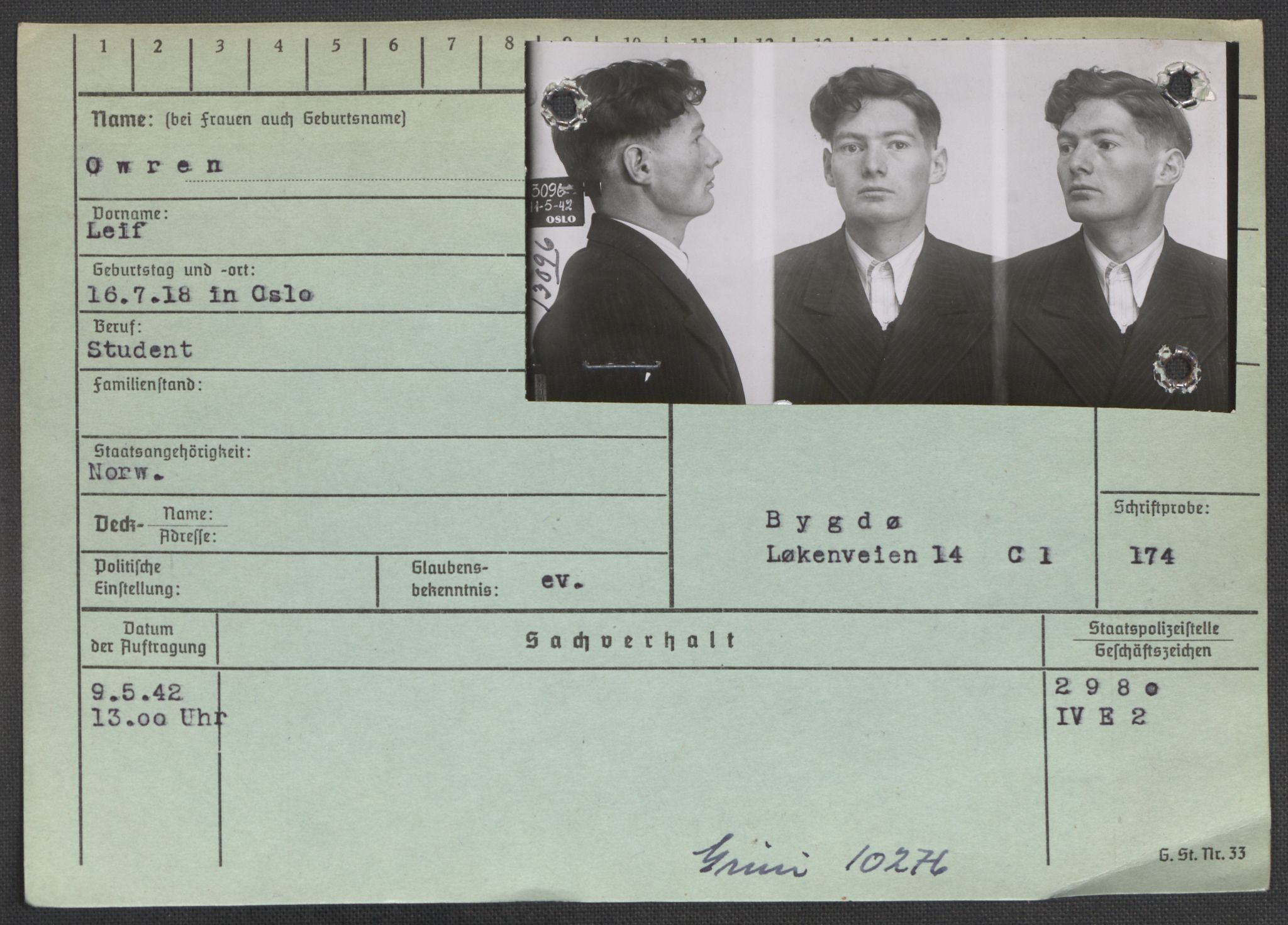 Befehlshaber der Sicherheitspolizei und des SD, RA/RAFA-5969/E/Ea/Eaa/L0008: Register over norske fanger i Møllergata 19: Oelze-Ru, 1940-1945, p. 534