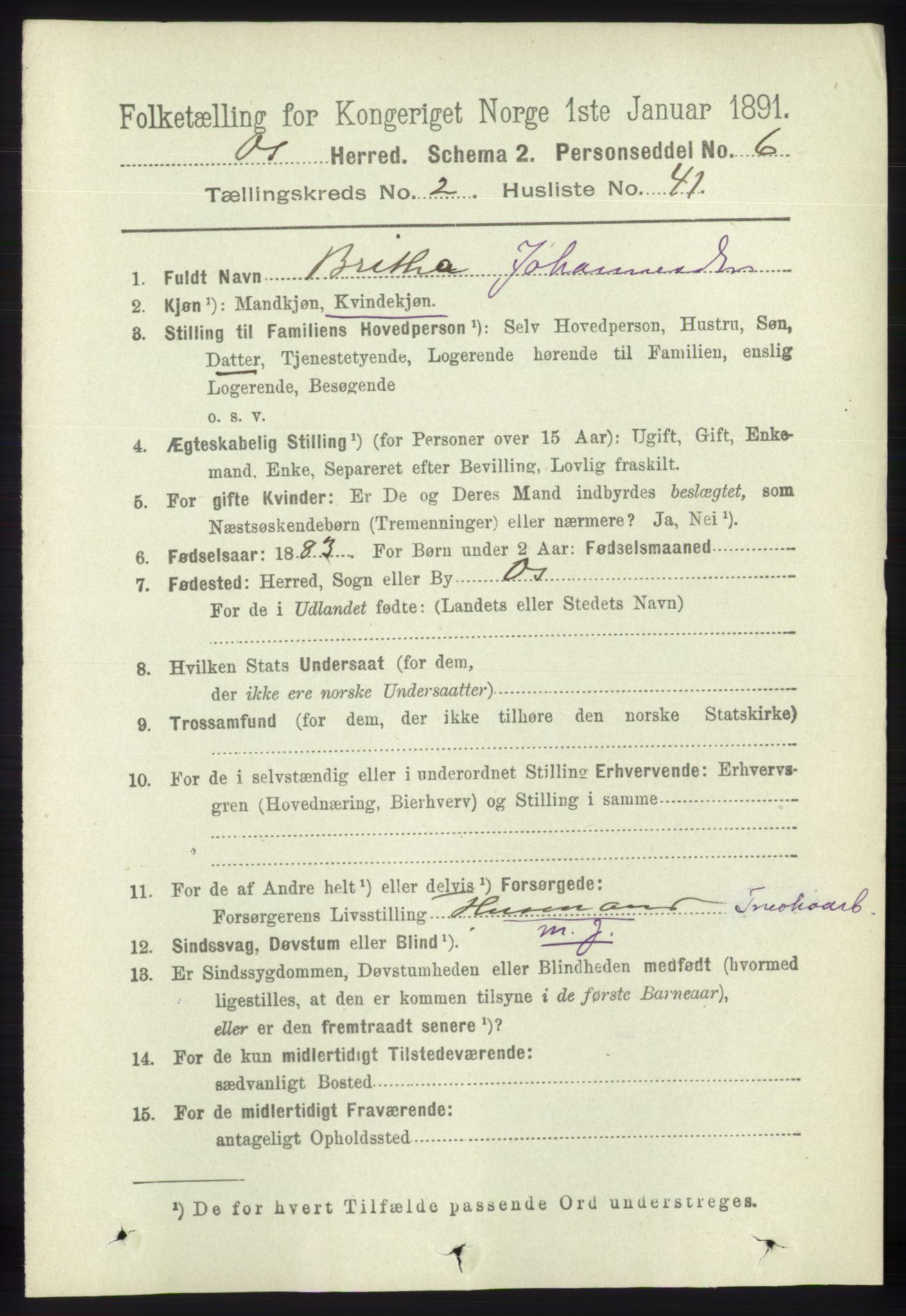 RA, 1891 census for 1243 Os, 1891, p. 668