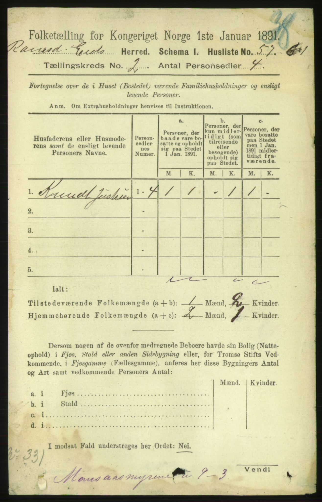 RA, 1891 census for 1538 Eid, 1891, p. 474