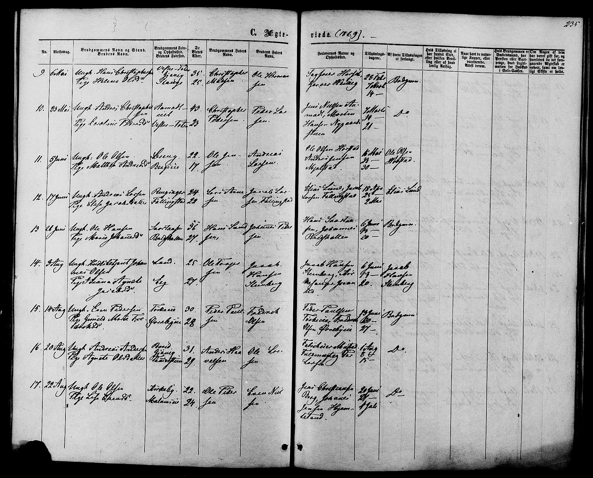 Vardal prestekontor, SAH/PREST-100/H/Ha/Haa/L0007: Parish register (official) no. 7, 1867-1878, p. 235