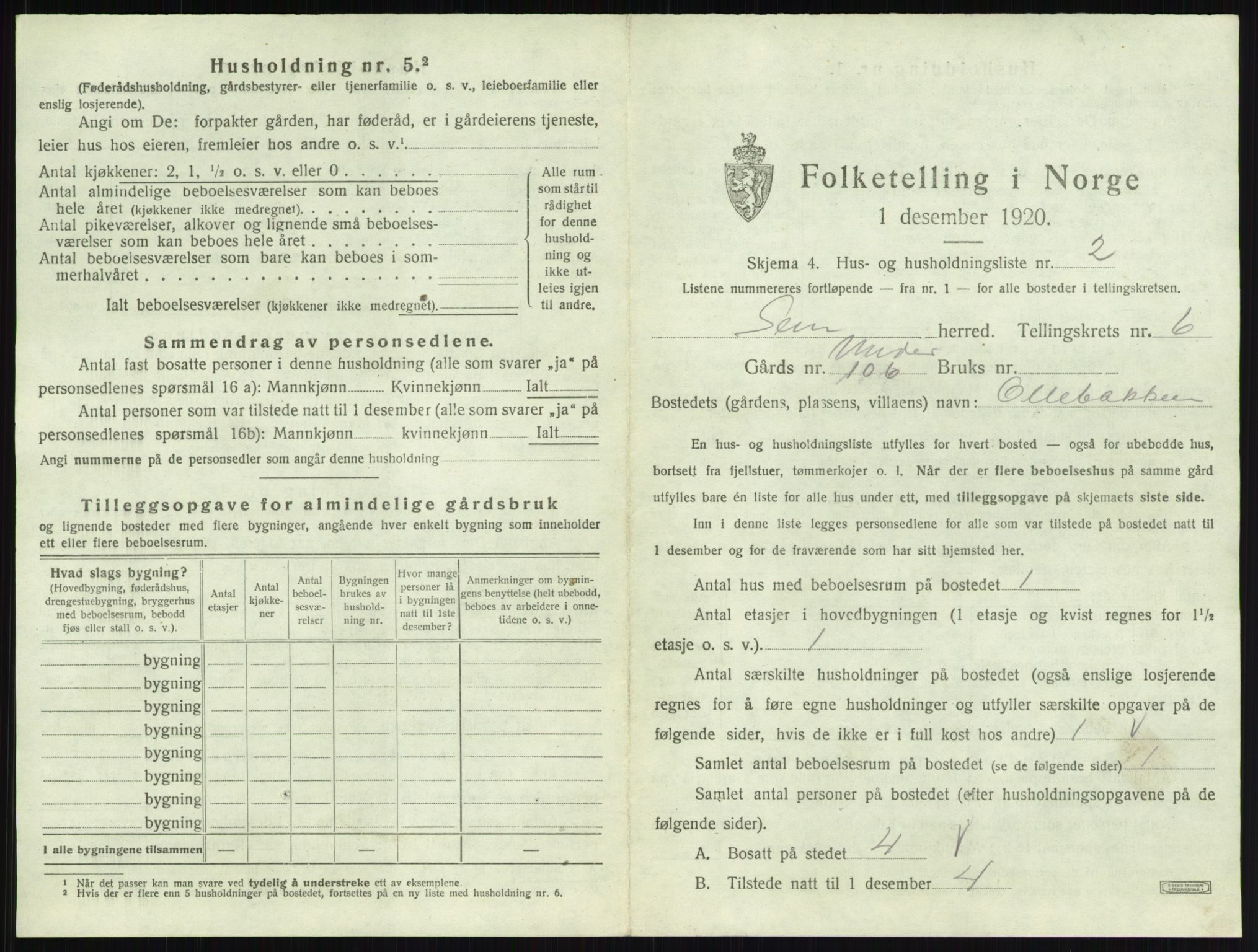 SAKO, 1920 census for Sem, 1920, p. 1263