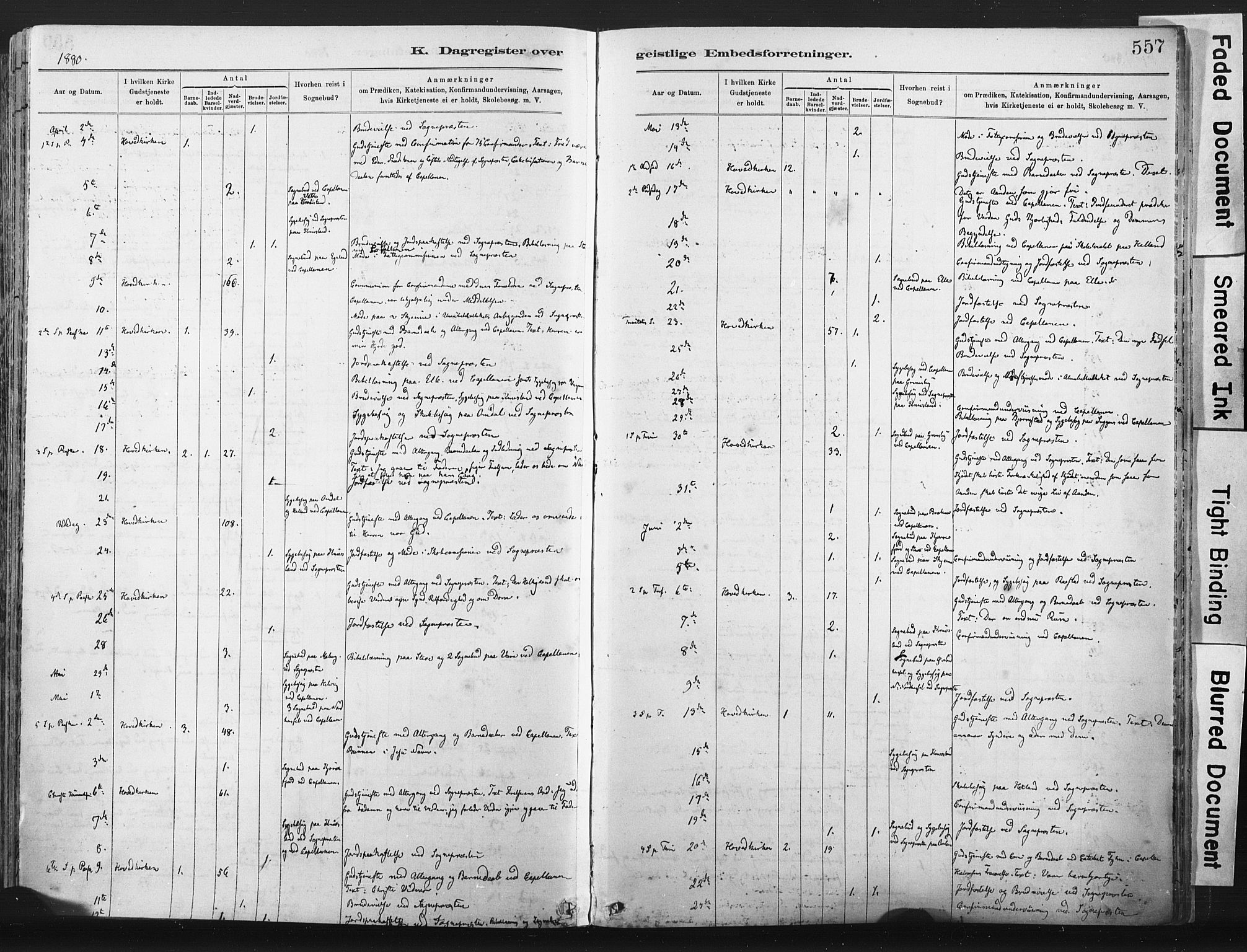 Lista sokneprestkontor, AV/SAK-1111-0027/F/Fa/L0012: Parish register (official) no. A 12, 1879-1903, p. 557